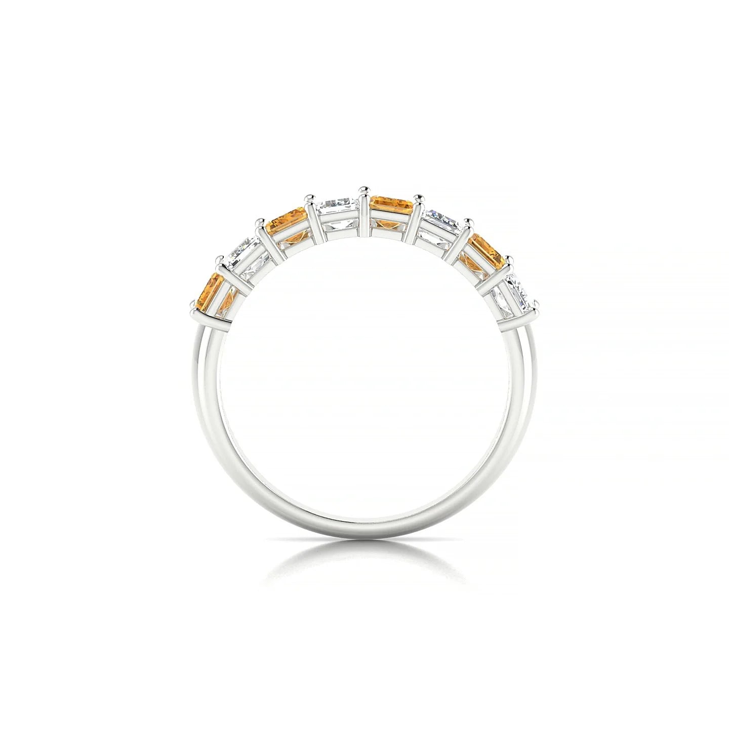 Faith | 18k White Gold 5 x 3 mm Emerald Citrine & Diamond Ring