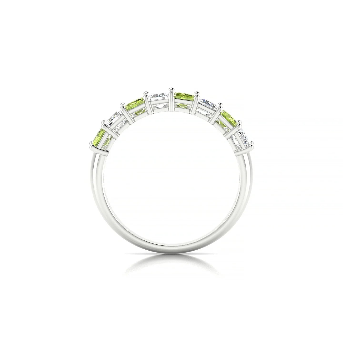 Faith | 18k White Gold 5 x 3 mm Emerald Peridot & Diamond Ring