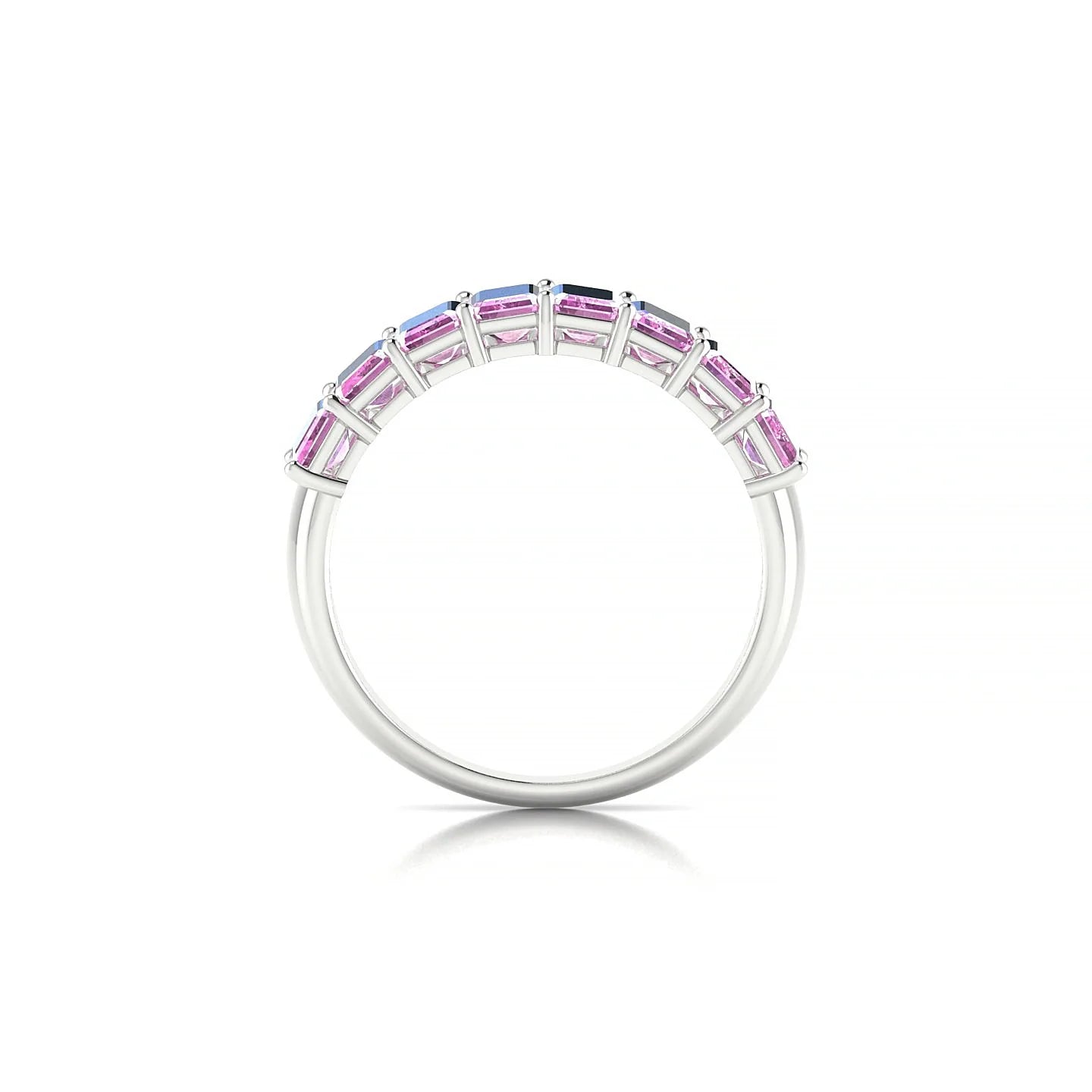 Faith | 18k White Gold 5 x 3 mm Emerald Pink Sapphire Ring