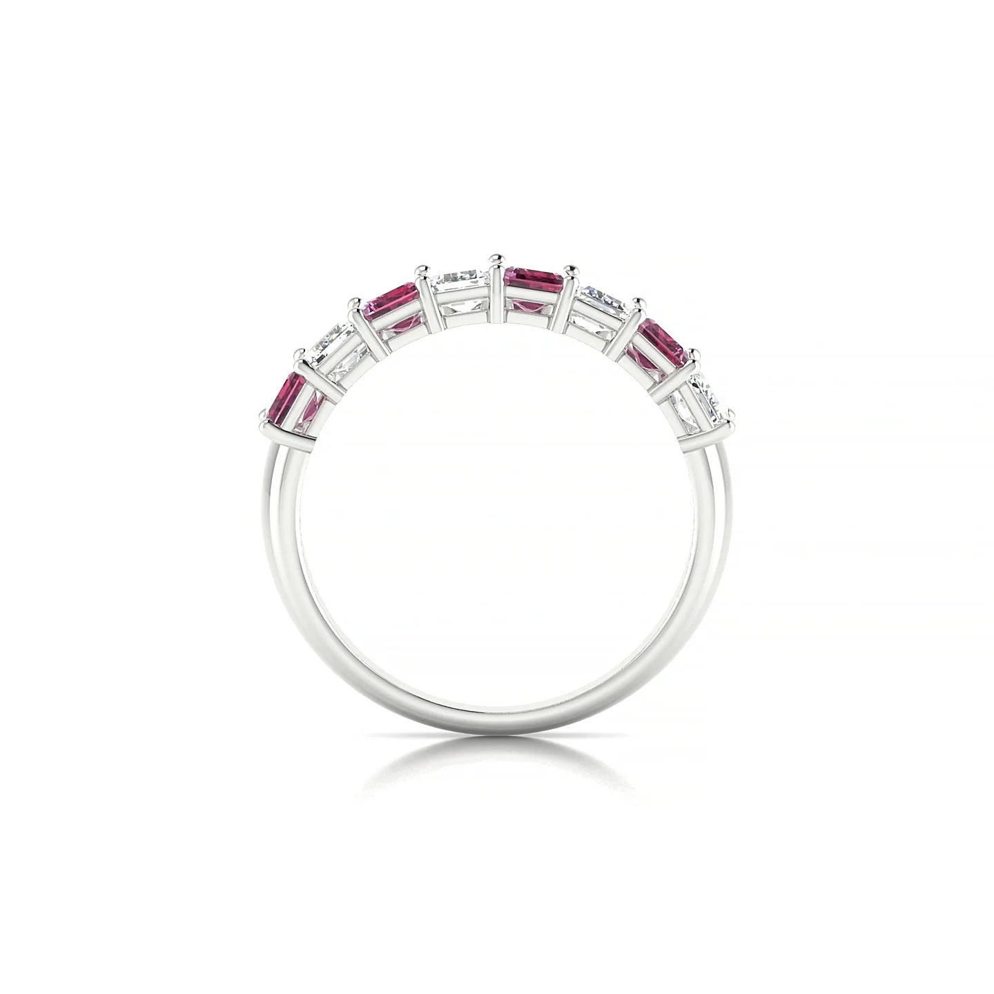 Faith | 18k White Gold 5 x 3 mm Emerald Rhodolite & Diamond Ring