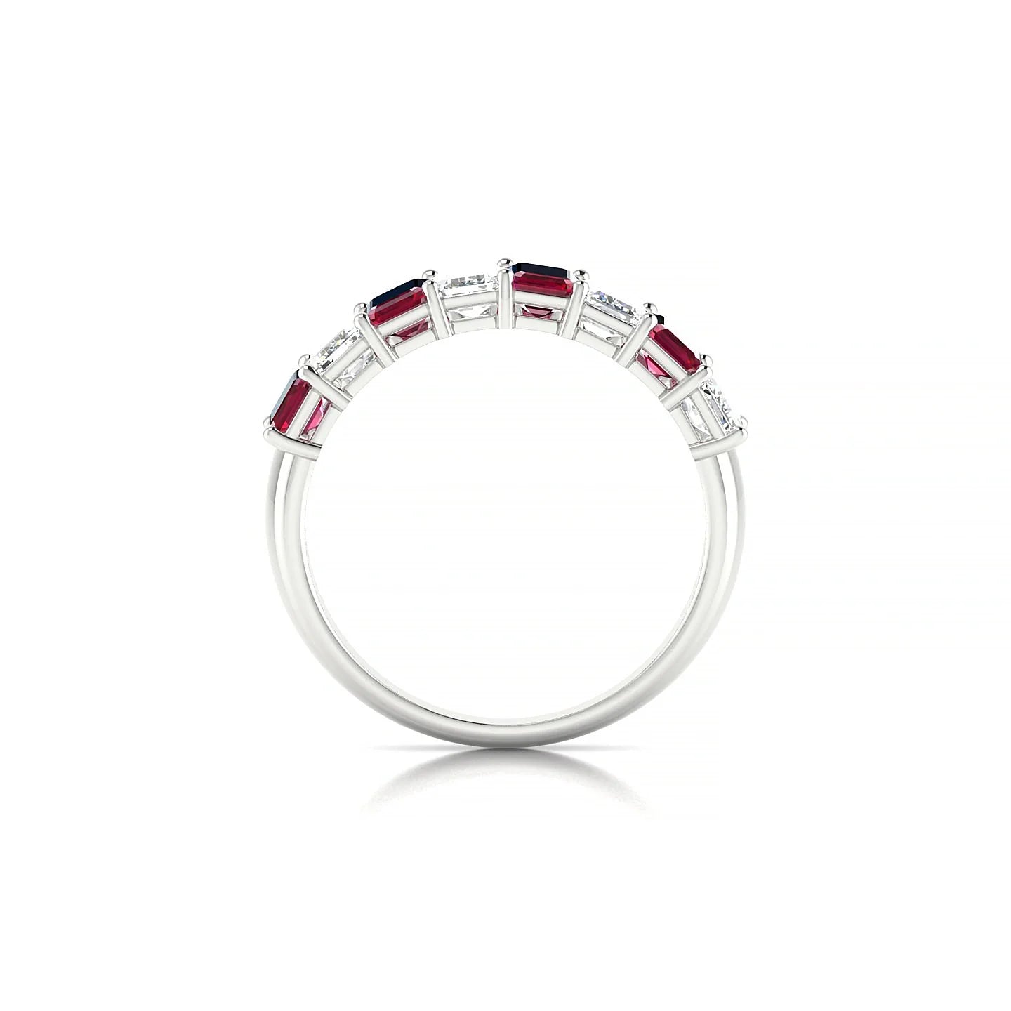 Faith | 18k White Gold 5 x 3 mm Emerald Ruby & Diamond Ring