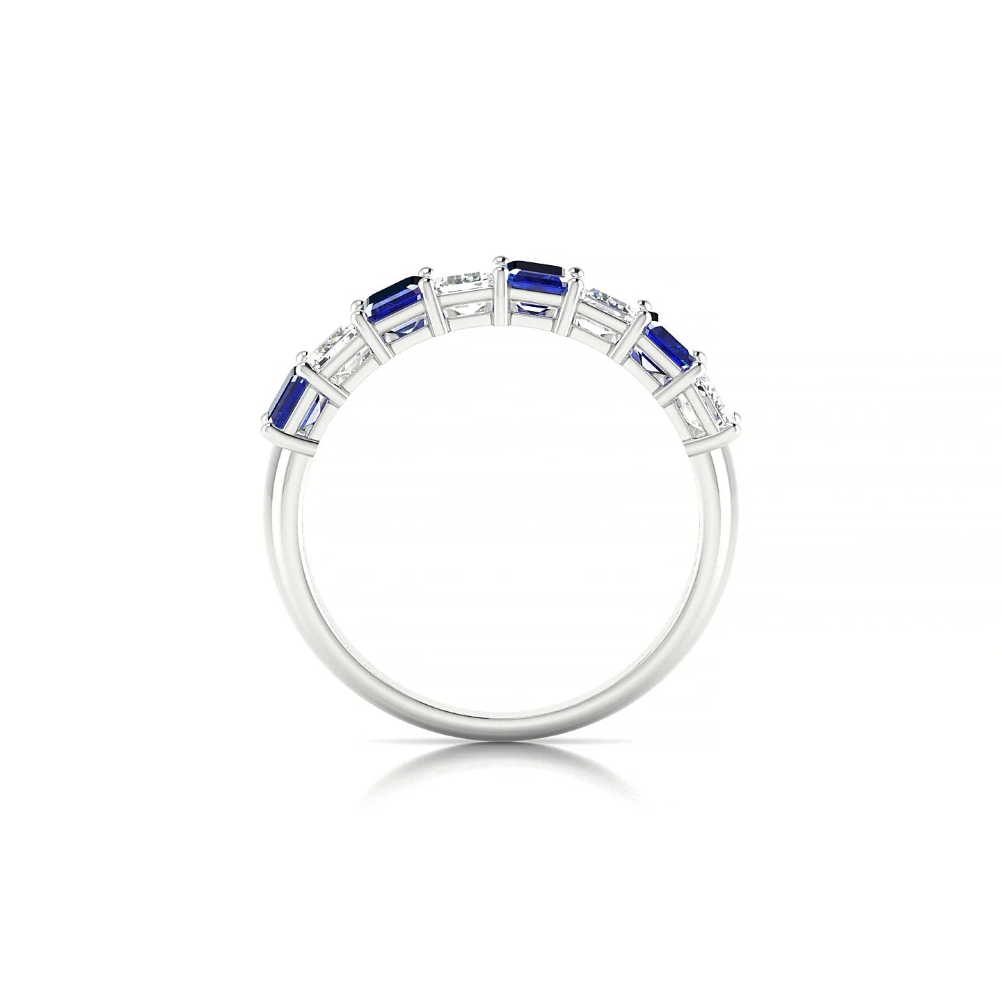 Faith | 18k White Gold 5 x 3 mm Emerald Sapphire & Diamond Ring