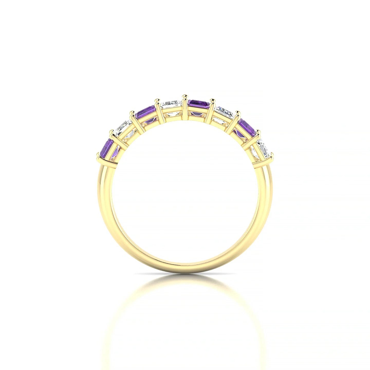 Faith | 18k Yellow Gold 5 x 3 mm Emerald Amethyst & Diamond Ring