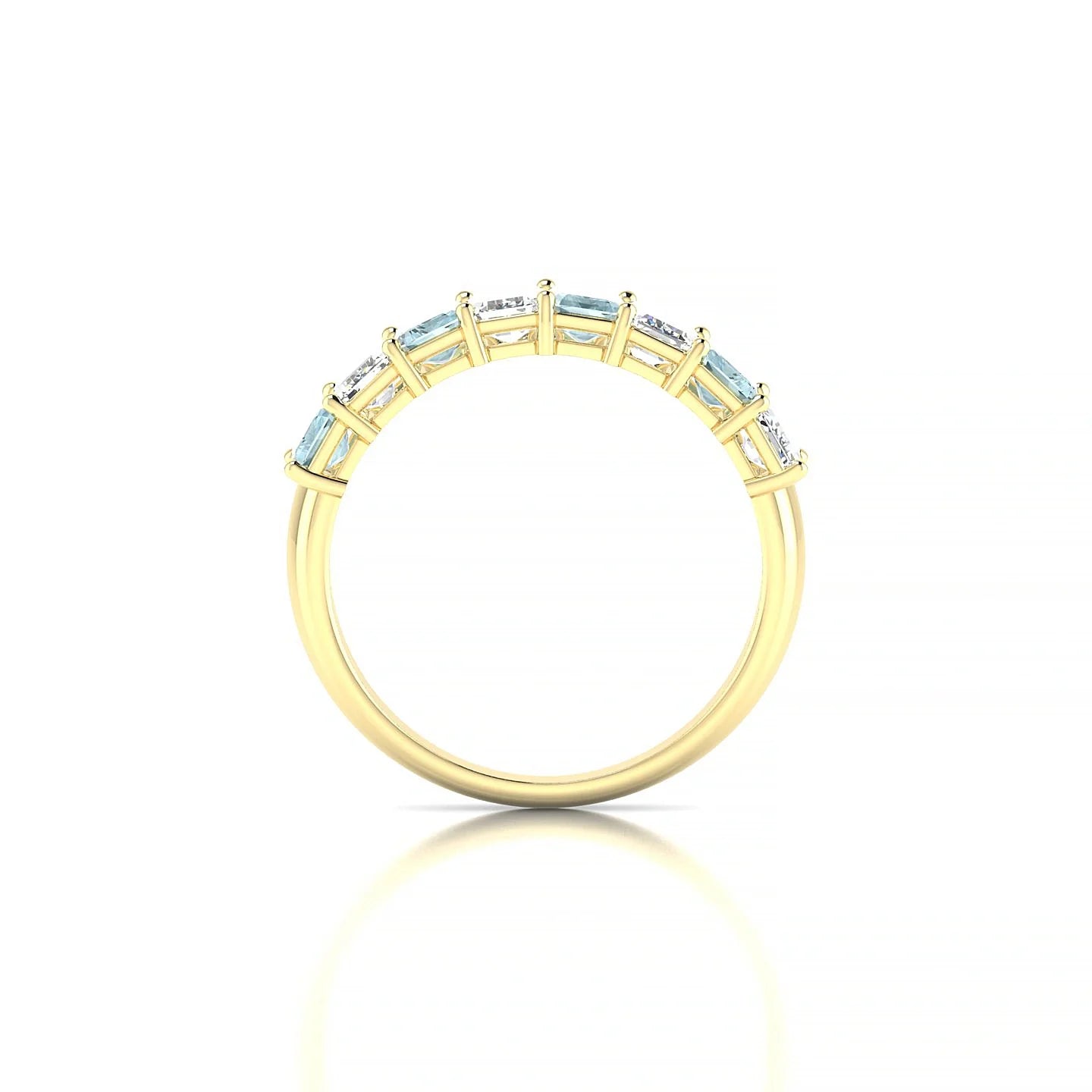 Faith | 18k Yellow Gold 5 x 3 mm Emerald Aquamarine & Diamond Ring