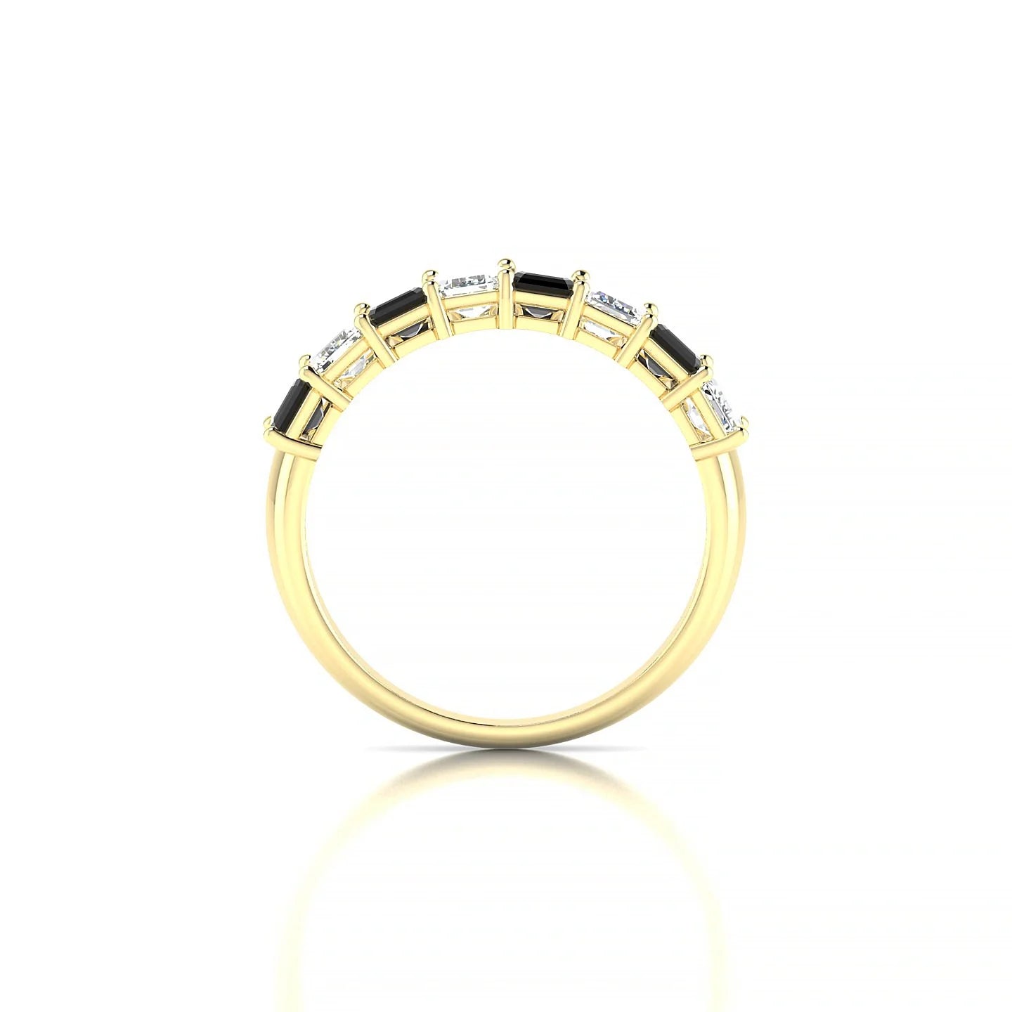 Faith | 18k Yellow Gold 5 x 3 mm Emerald Black Diamond & Diamond Ring