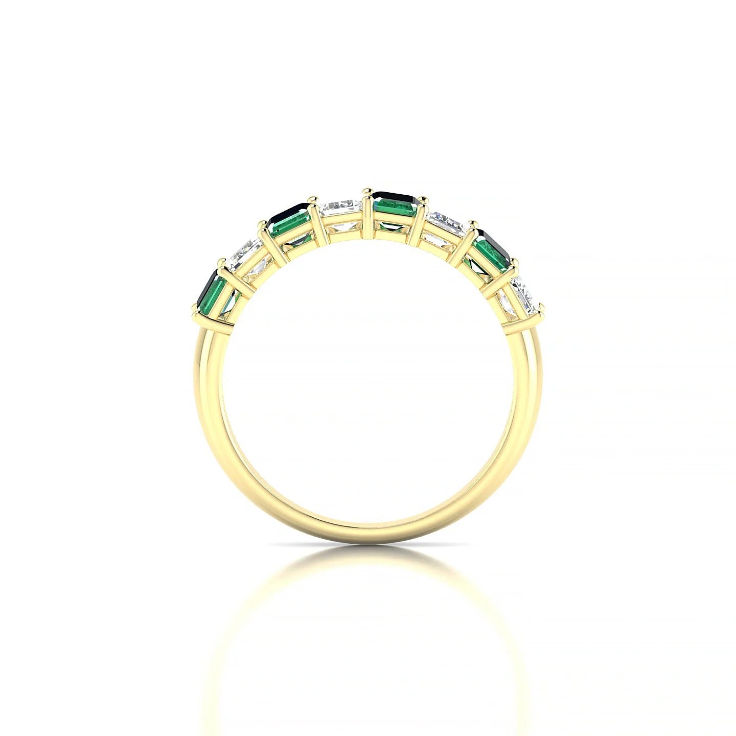 Faith | 18k Yellow Gold 5 x 3 mm Emerald Emerald & Diamond Ring