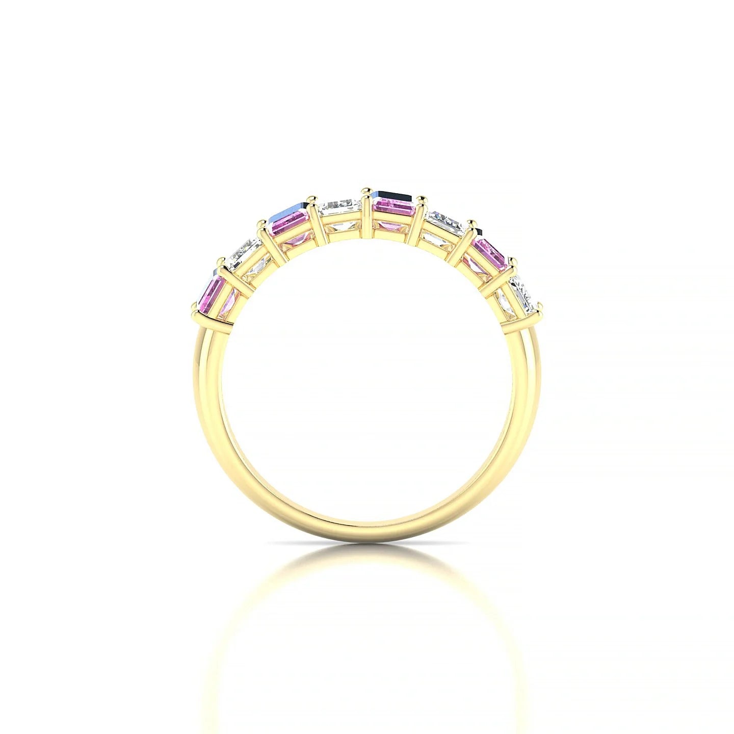 Faith | 18k Yellow Gold 5 x 3 mm Emerald Pink Sapphire & Diamond Ring