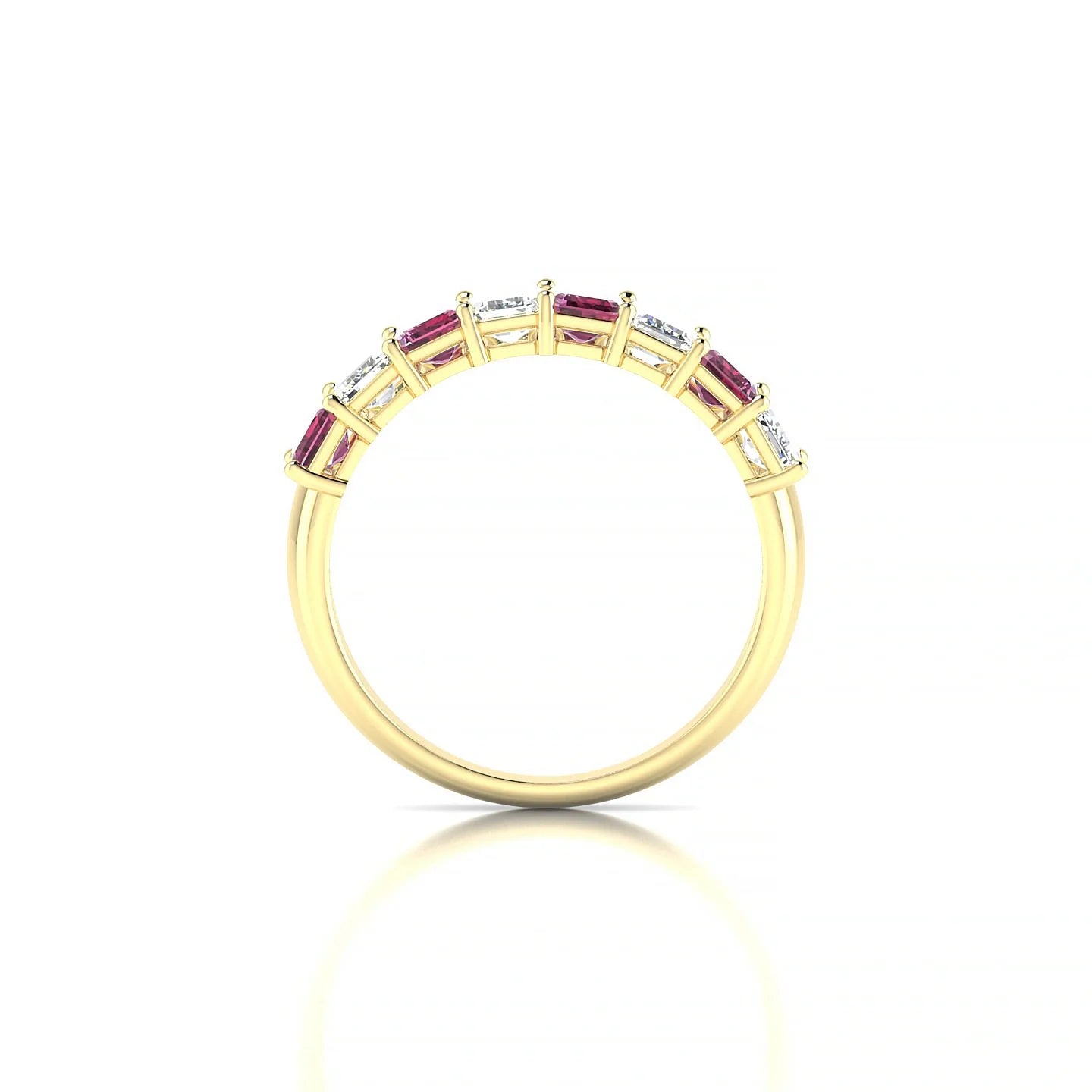 Faith | 18k Yellow Gold 5 x 3 mm Emerald Rhodolite & Diamond Ring