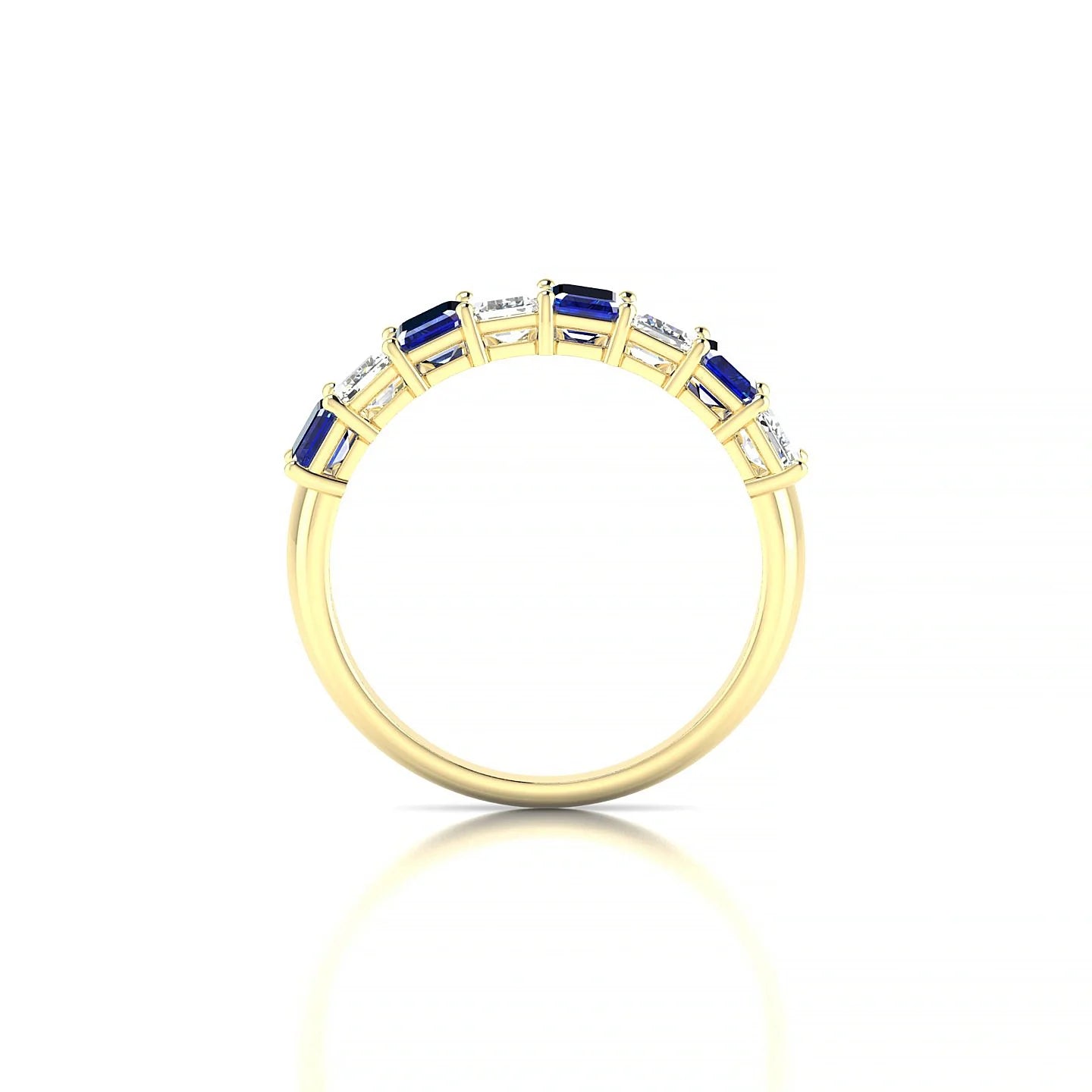 Faith | 18k Yellow Gold 5 x 3 mm Emerald Sapphire & Diamond Ring