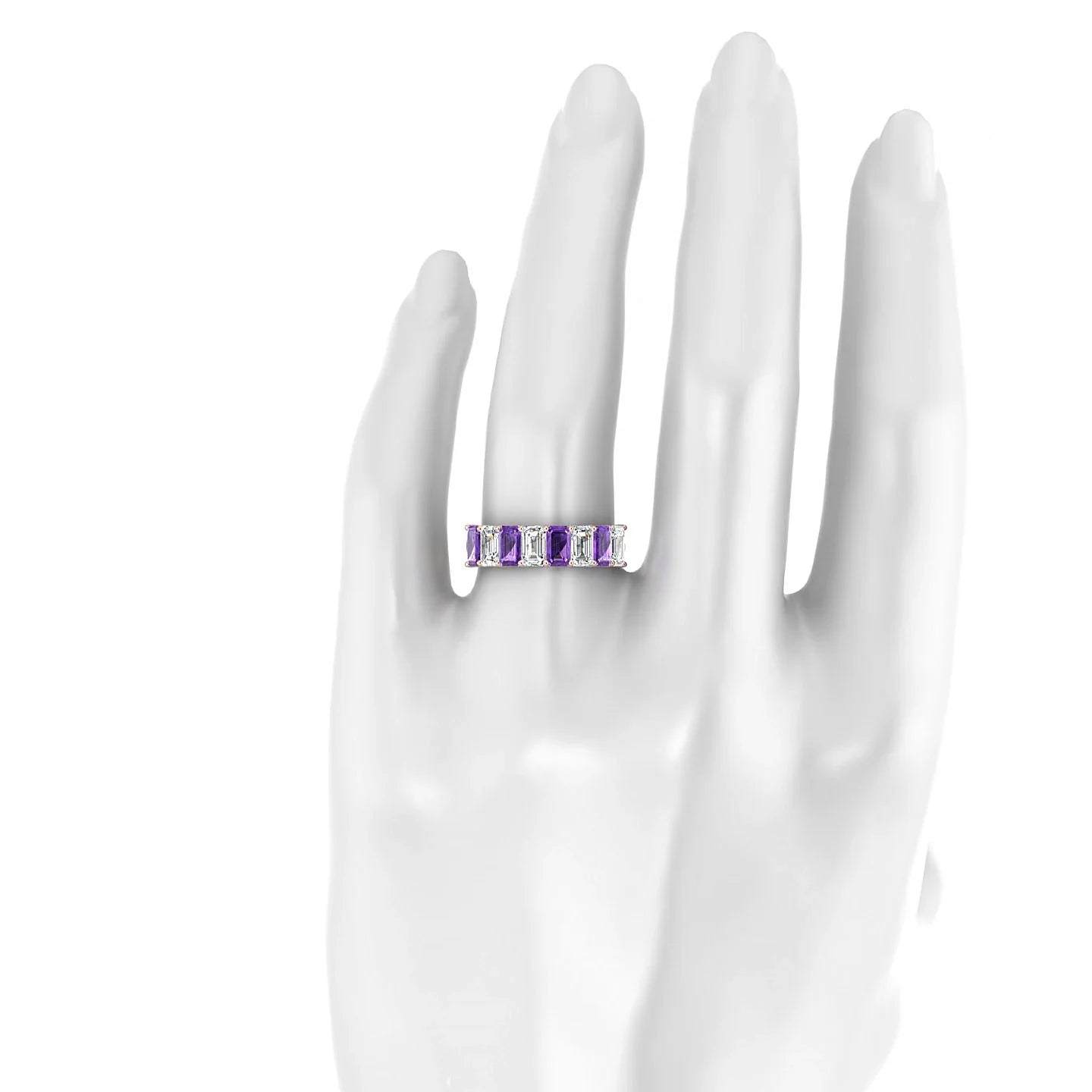 Faith | 18k Rose Gold 5 x 3 mm Emerald Amethyst & Diamond Ring