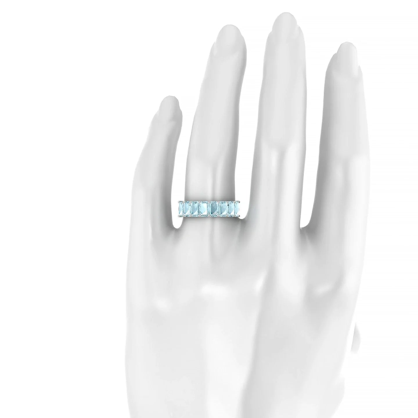 Faith | 18k White Gold 5 x 3 mm Emerald Aquamarine Ring