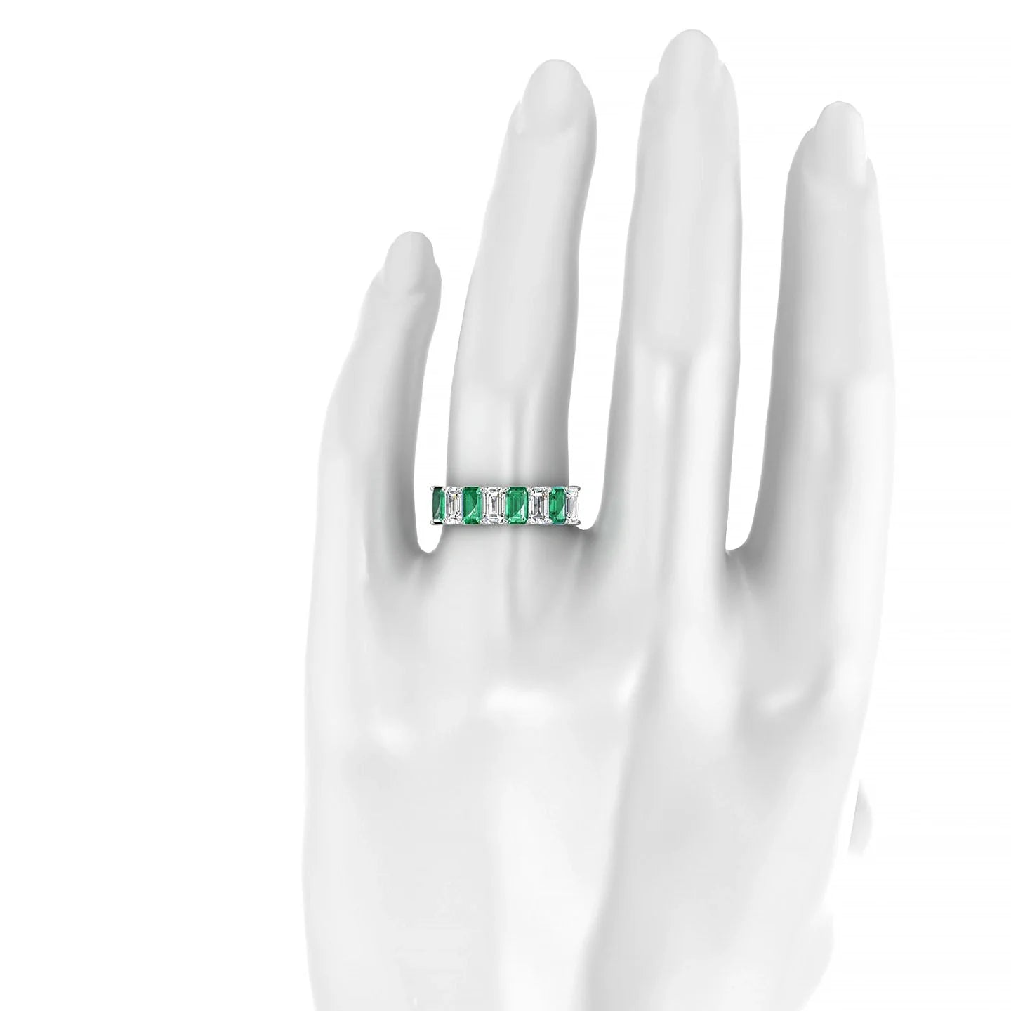 Faith | 18k White Gold 5 x 3 mm Emerald Emerald & Diamond Ring