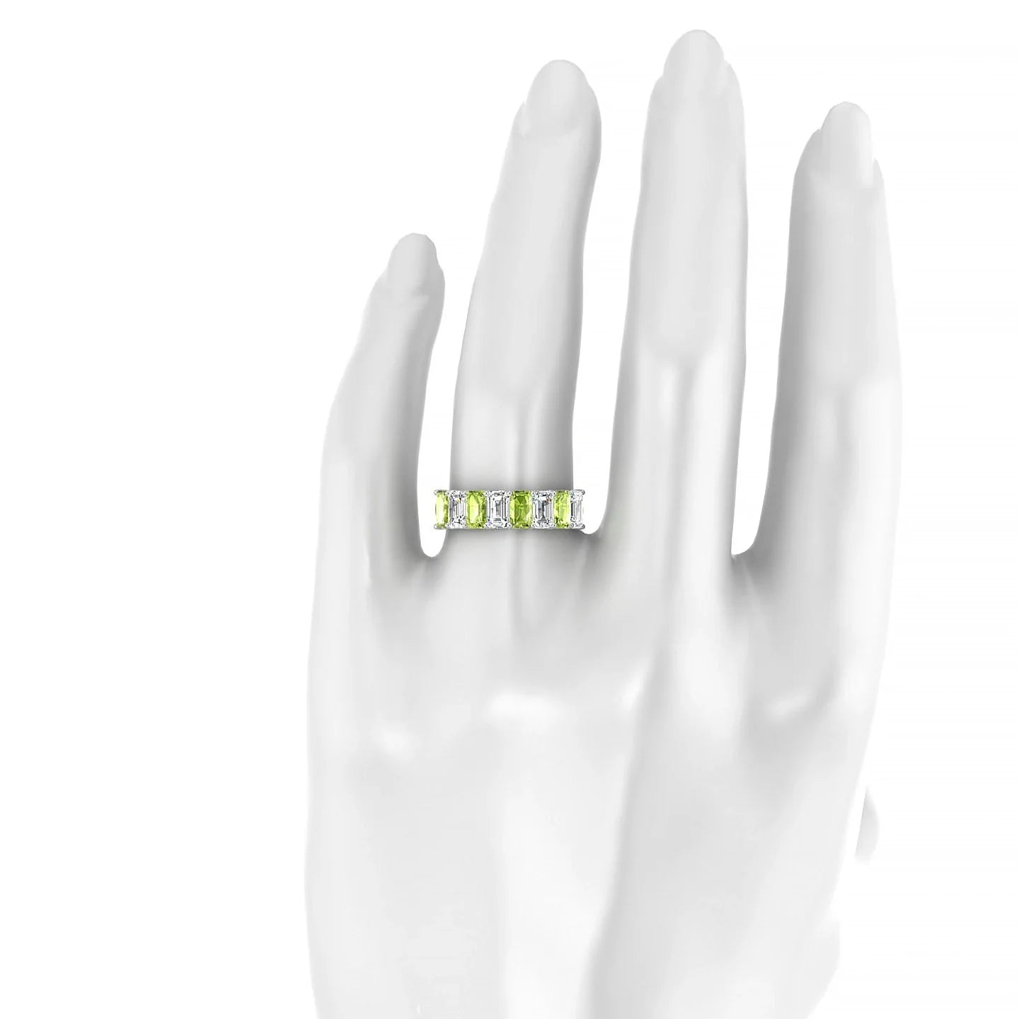 Faith | 18k White Gold 5 x 3 mm Emerald Peridot & Diamond Ring