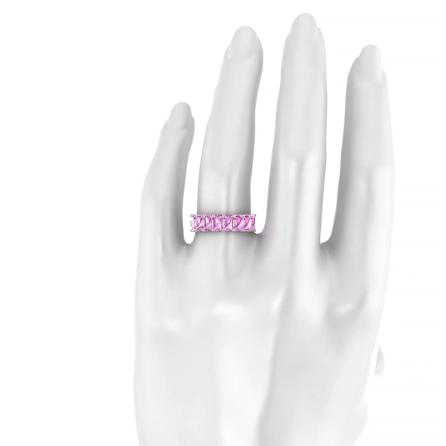 Faith | 18k White Gold 5 x 3 mm Emerald Pink Sapphire Ring