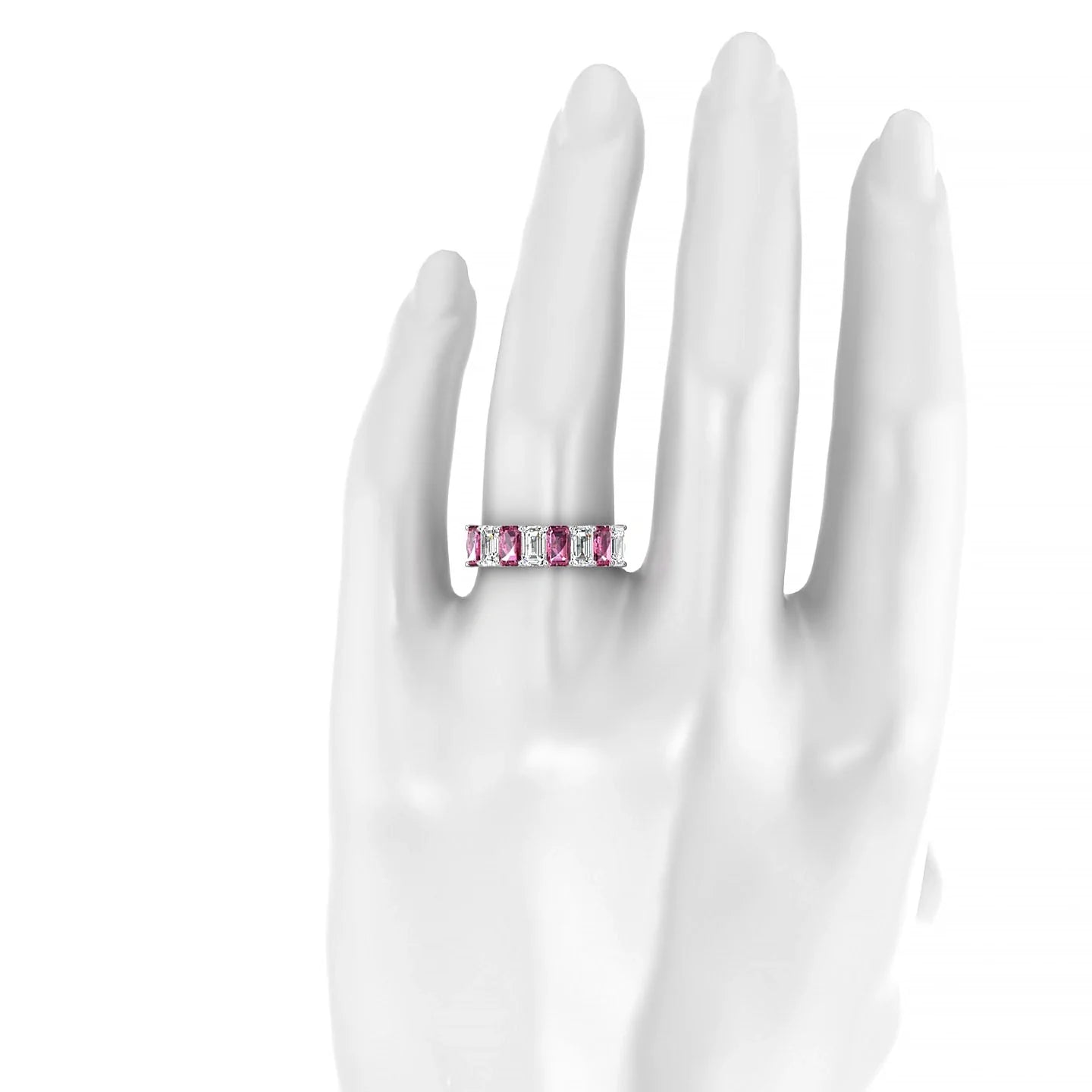Faith | 18k White Gold 5 x 3 mm Emerald Rhodolite & Diamond Ring