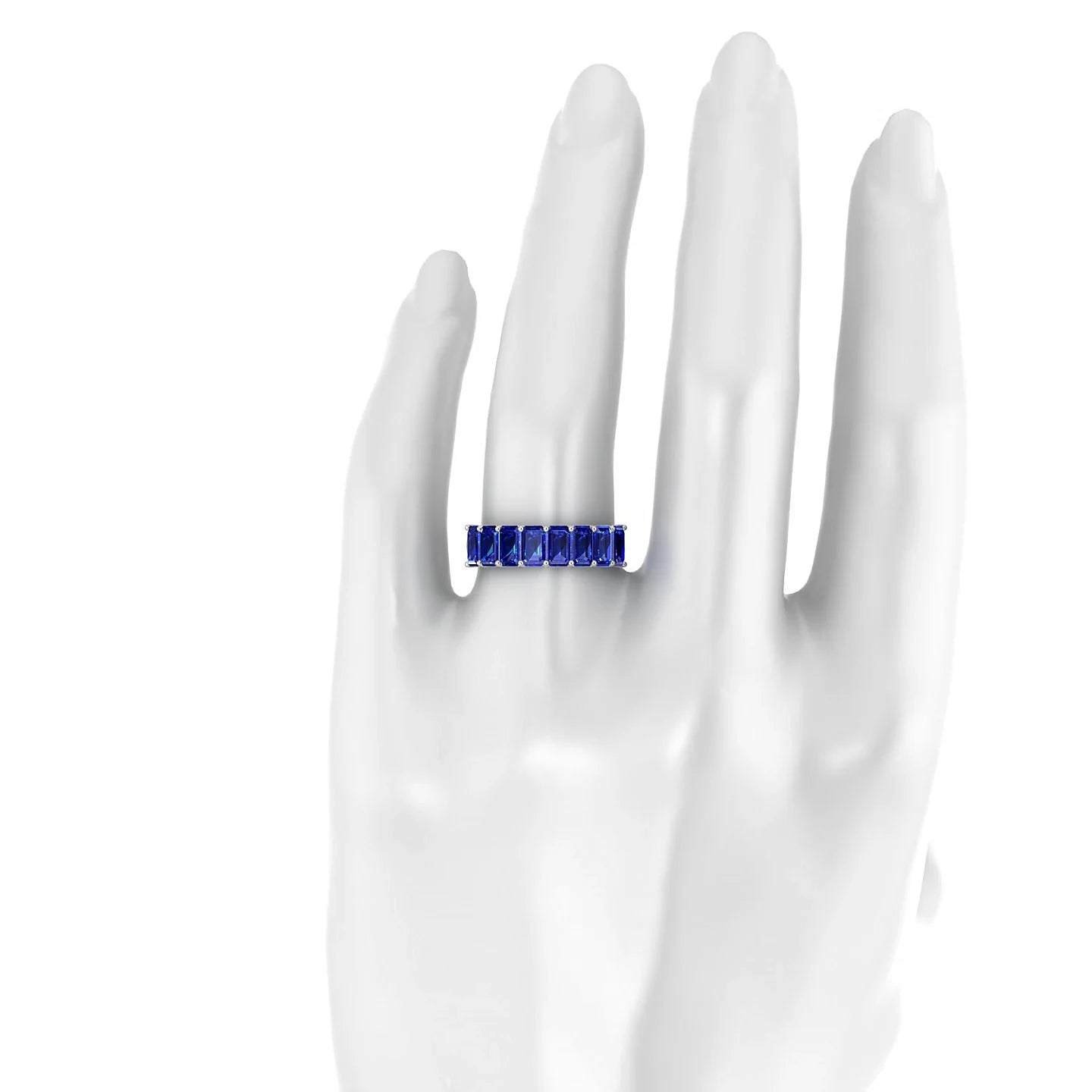 Faith | 18k White Gold 5 x 3 mm Emerald Sapphire Ring