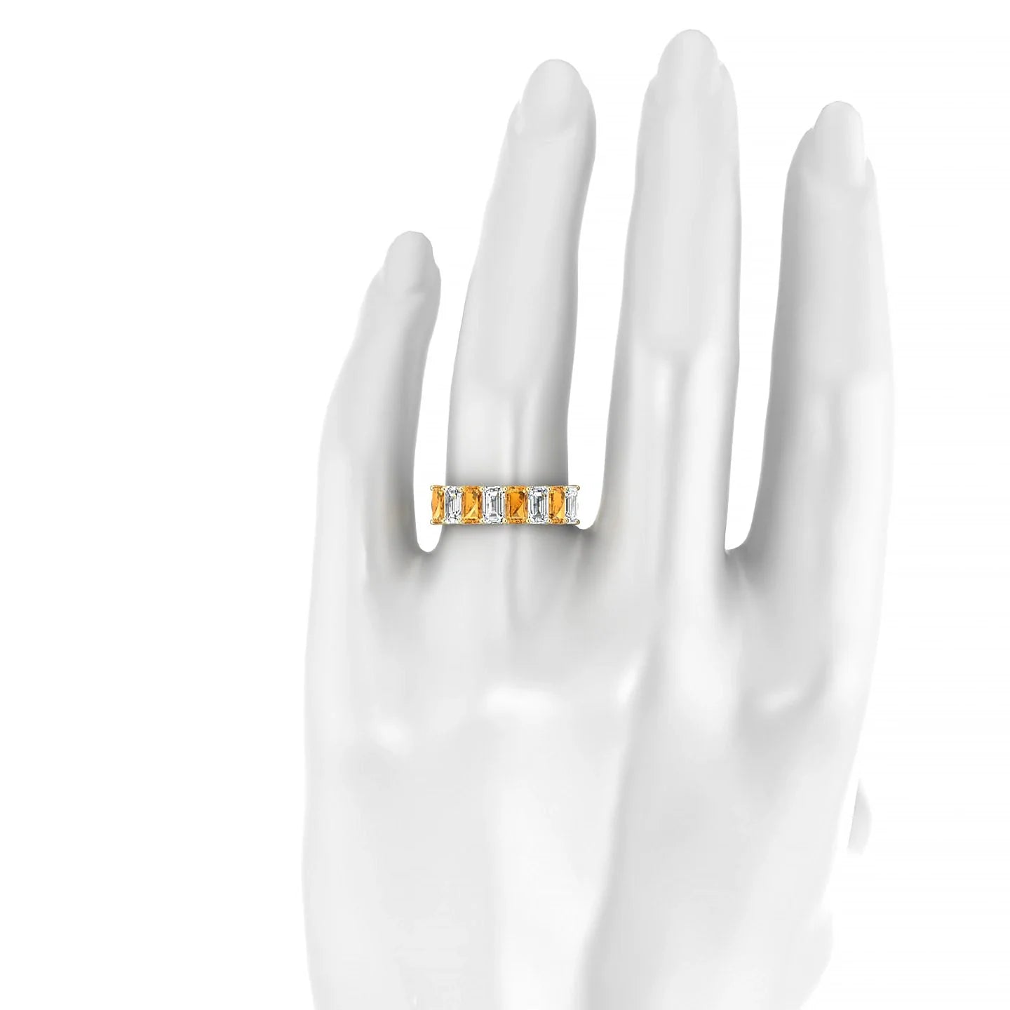 Faith | 18k Yellow Gold 5 x 3 mm Emerald Citrine & Diamond Ring
