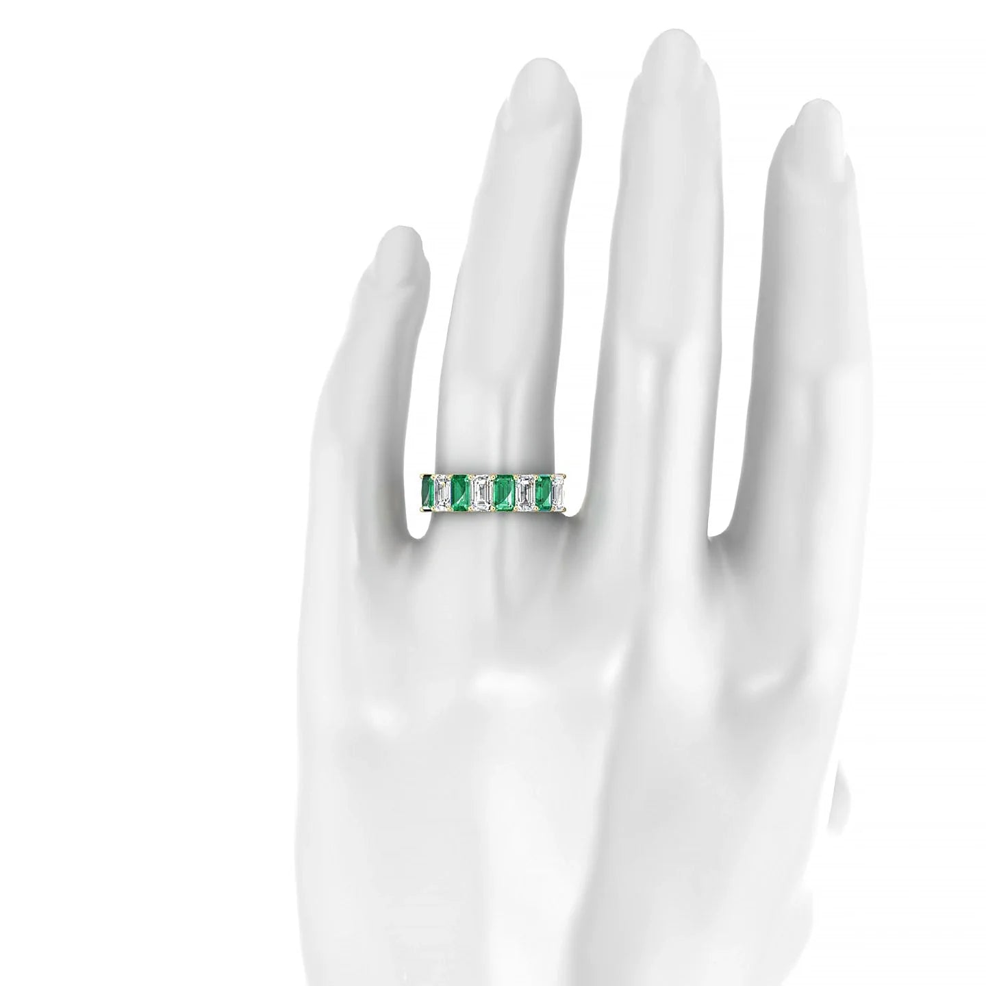 Faith | 18k Yellow Gold 5 x 3 mm Emerald Emerald & Diamond Ring