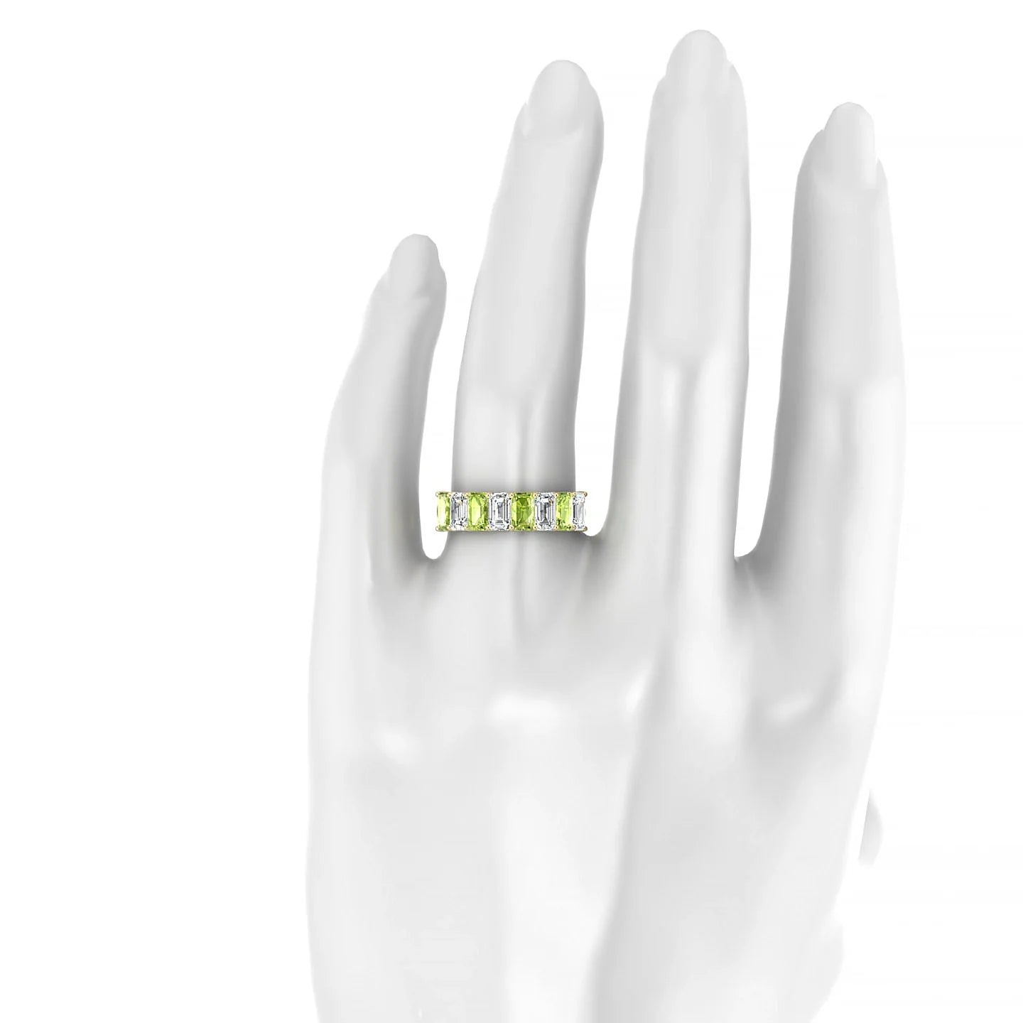 Faith | 18k Yellow Gold 5 x 3 mm Emerald Peridot & Diamond Ring