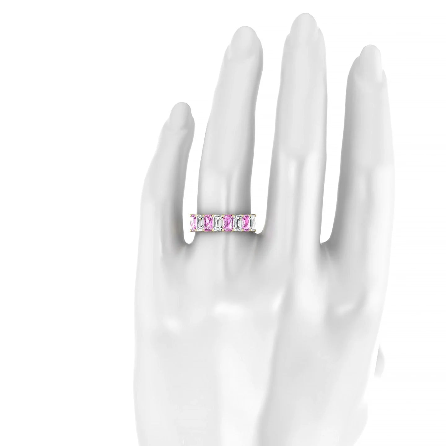 Faith | 18k Yellow Gold 5 x 3 mm Emerald Pink Sapphire & Diamond Ring