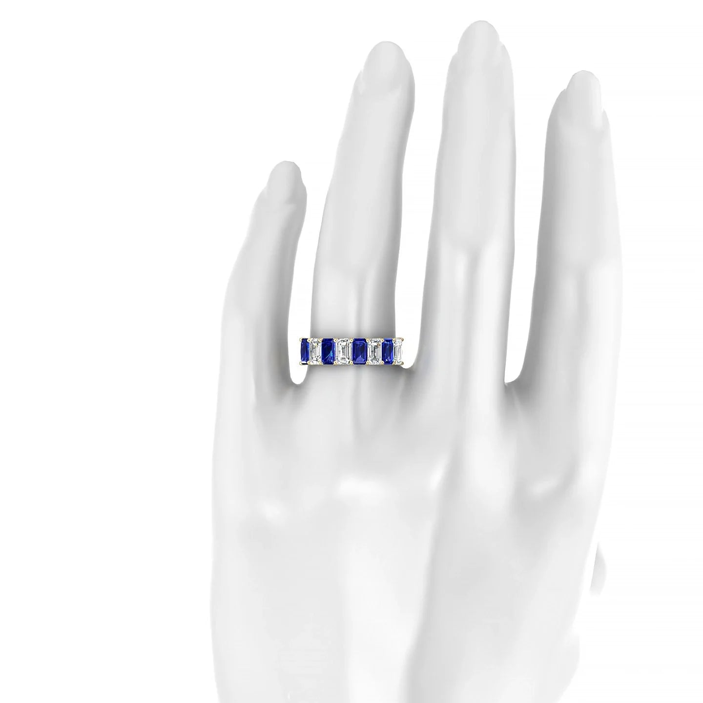 Faith | 18k Yellow Gold 5 x 3 mm Emerald Sapphire & Diamond Ring