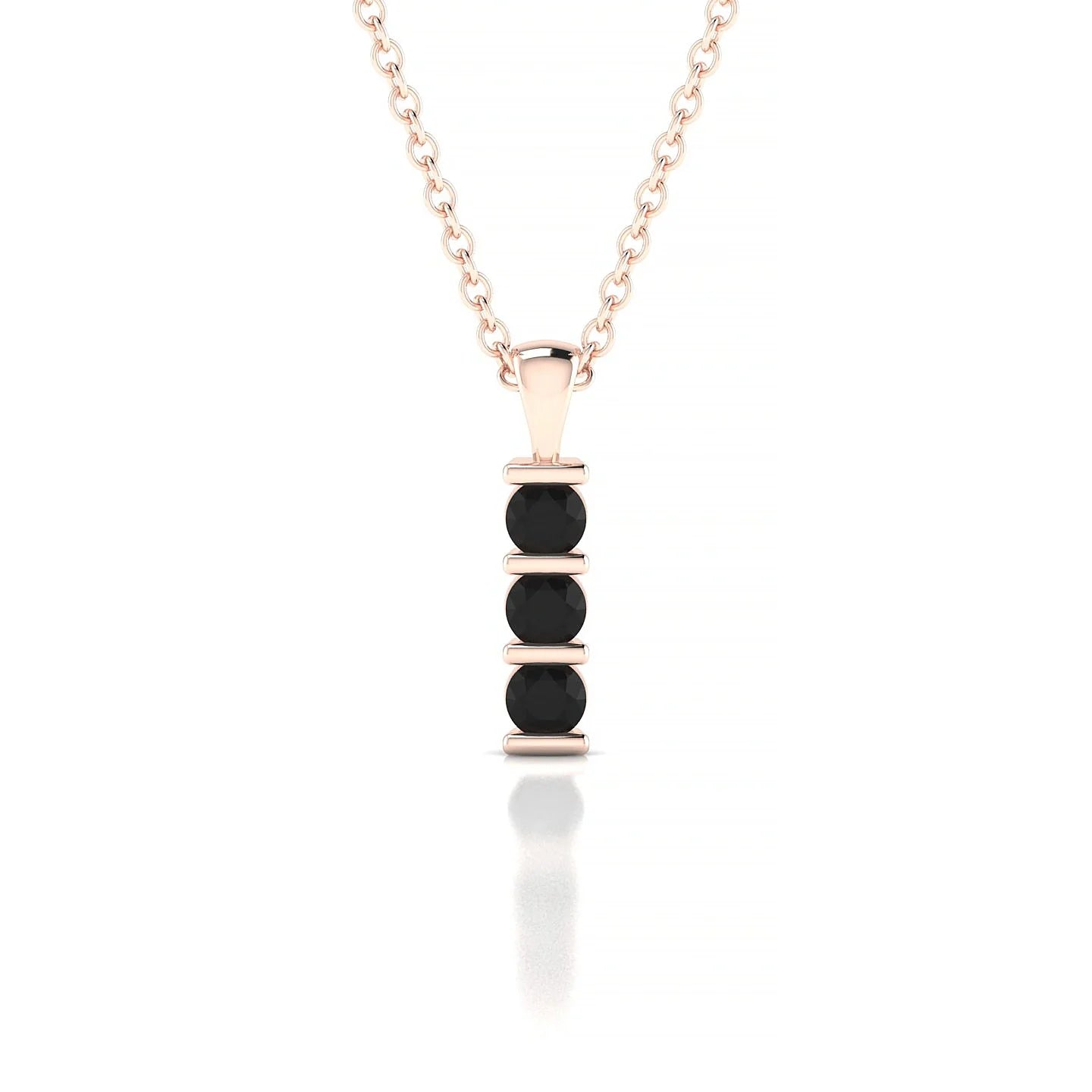 Fall | 18k Rose Gold 2.5 mm Round Black Diamond Pendant