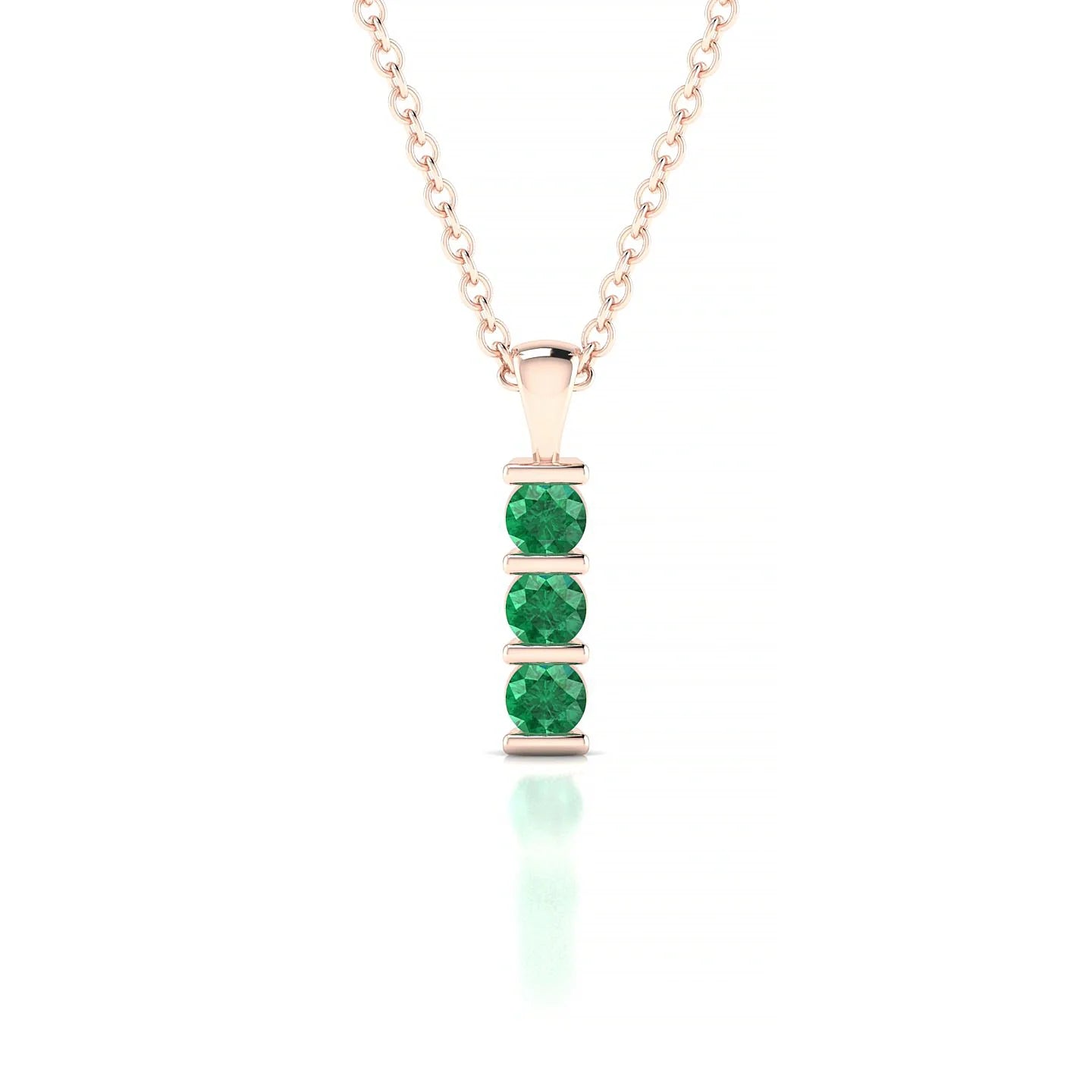 Fall | 18k Rose Gold 2.5 mm Round Emerald Pendant