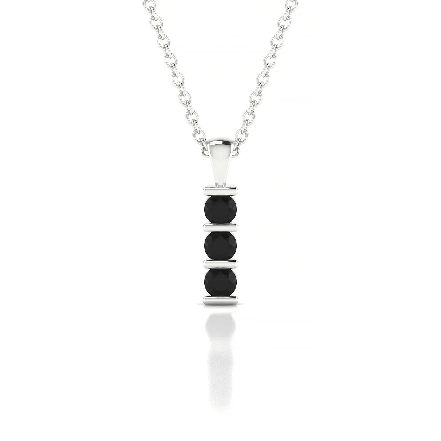 Fall | 18k White Gold 2.5 mm Round Black Diamond Pendant