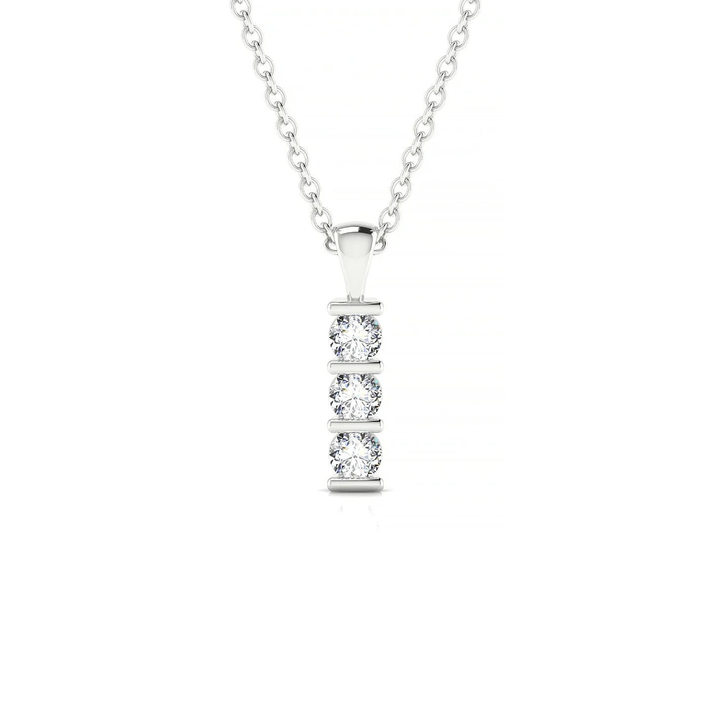 Fall | 18k White Gold 2.5 mm Round Diamond Pendant