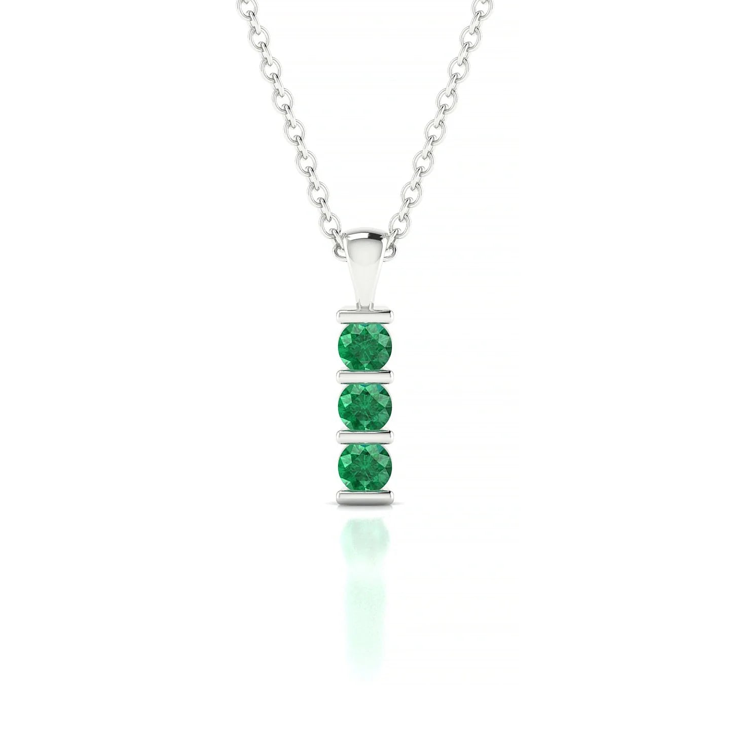 Fall | 18k White Gold 2.5 mm Round Emerald Pendant