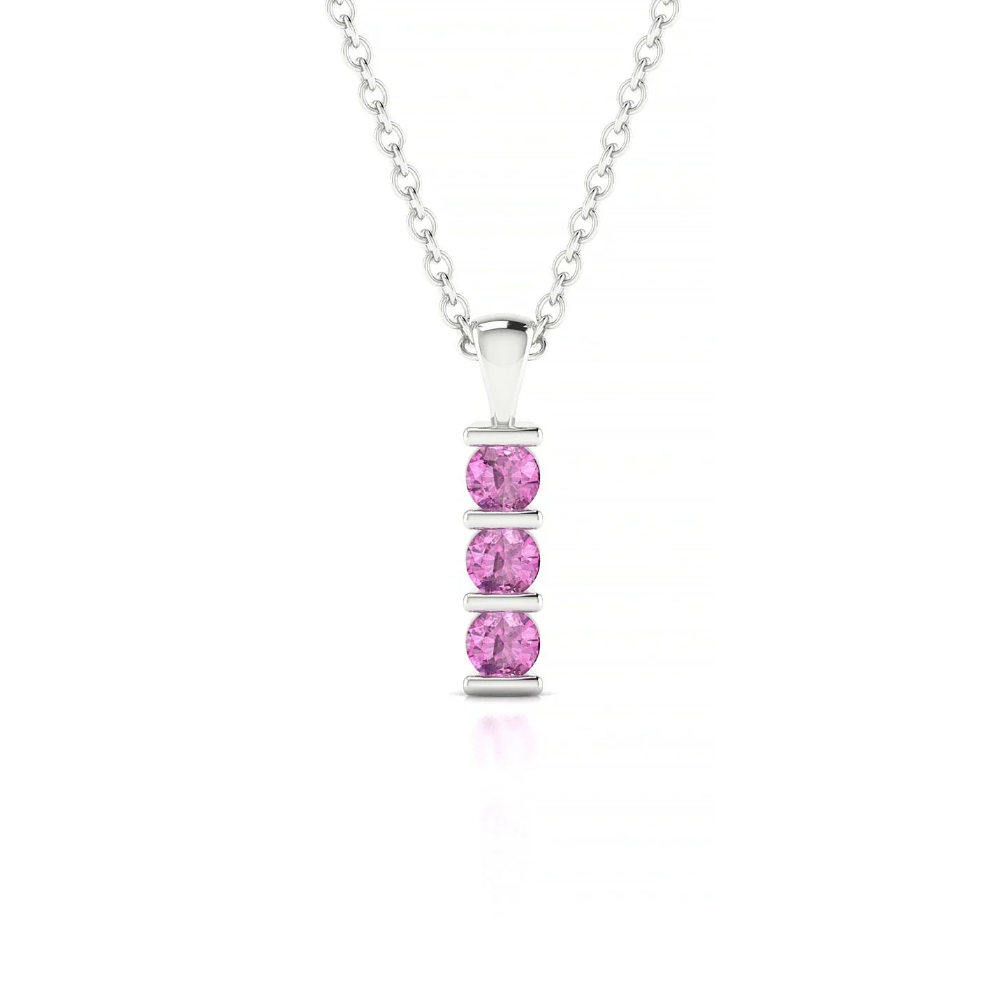 Fall | 18k White Gold 2.5 mm Round Pink Sapphire Pendant