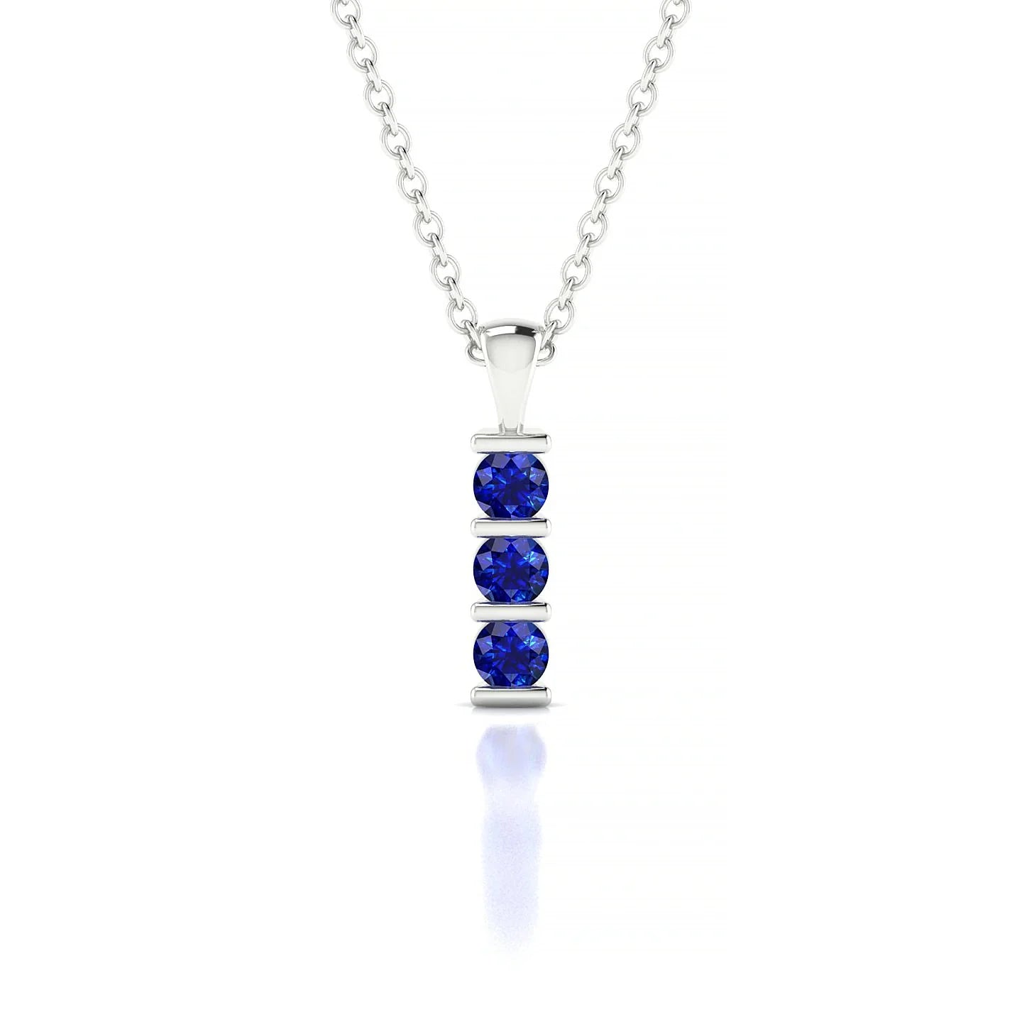 Fall | 18k White Gold 2.5 mm Round Sapphire Pendant