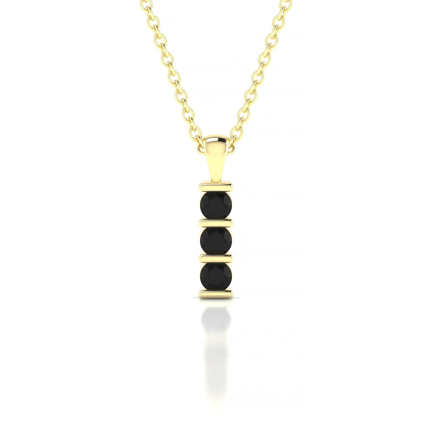 Fall | 18k Yellow Gold 2.5 mm Round Black Diamond Pendant