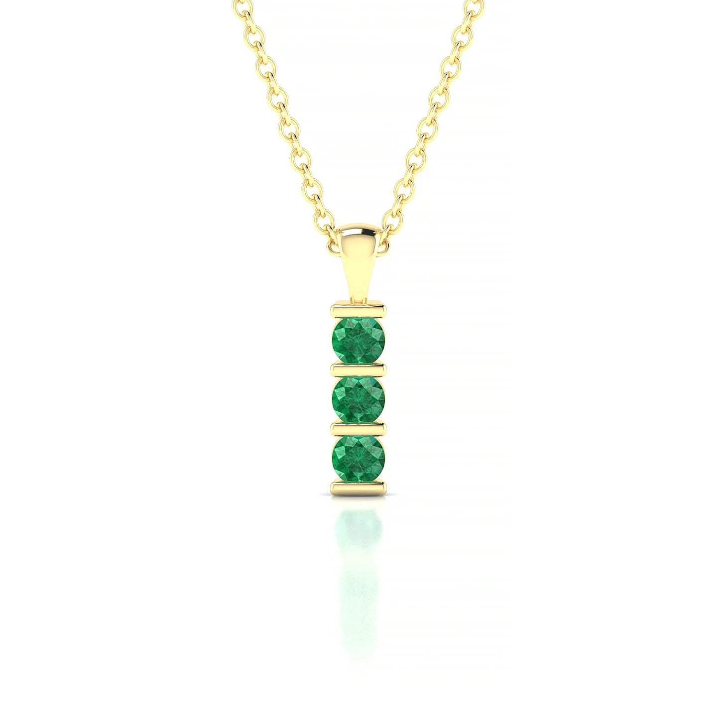 Fall | 18k Yellow Gold 2.5 mm Round Emerald Pendant