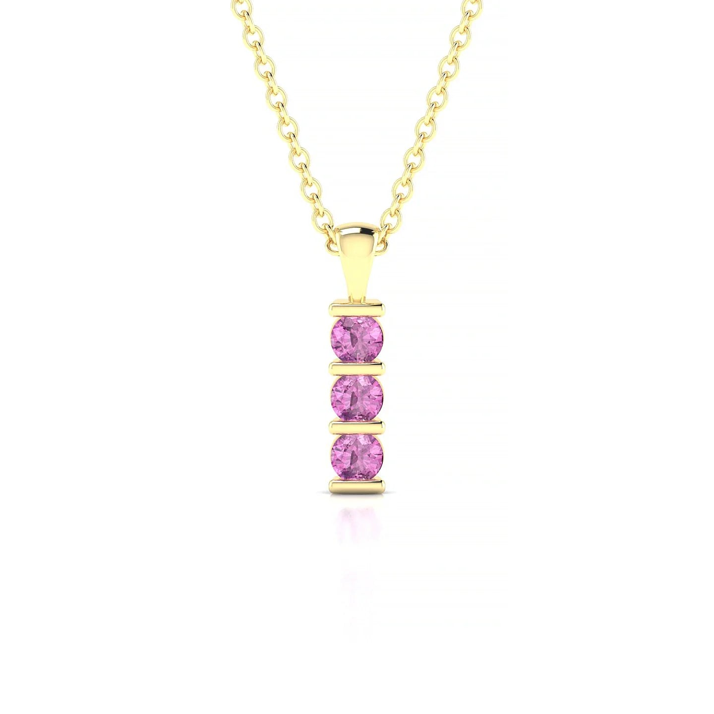 Fall | 18k Yellow Gold 2.5 mm Round Pink Sapphire Pendant