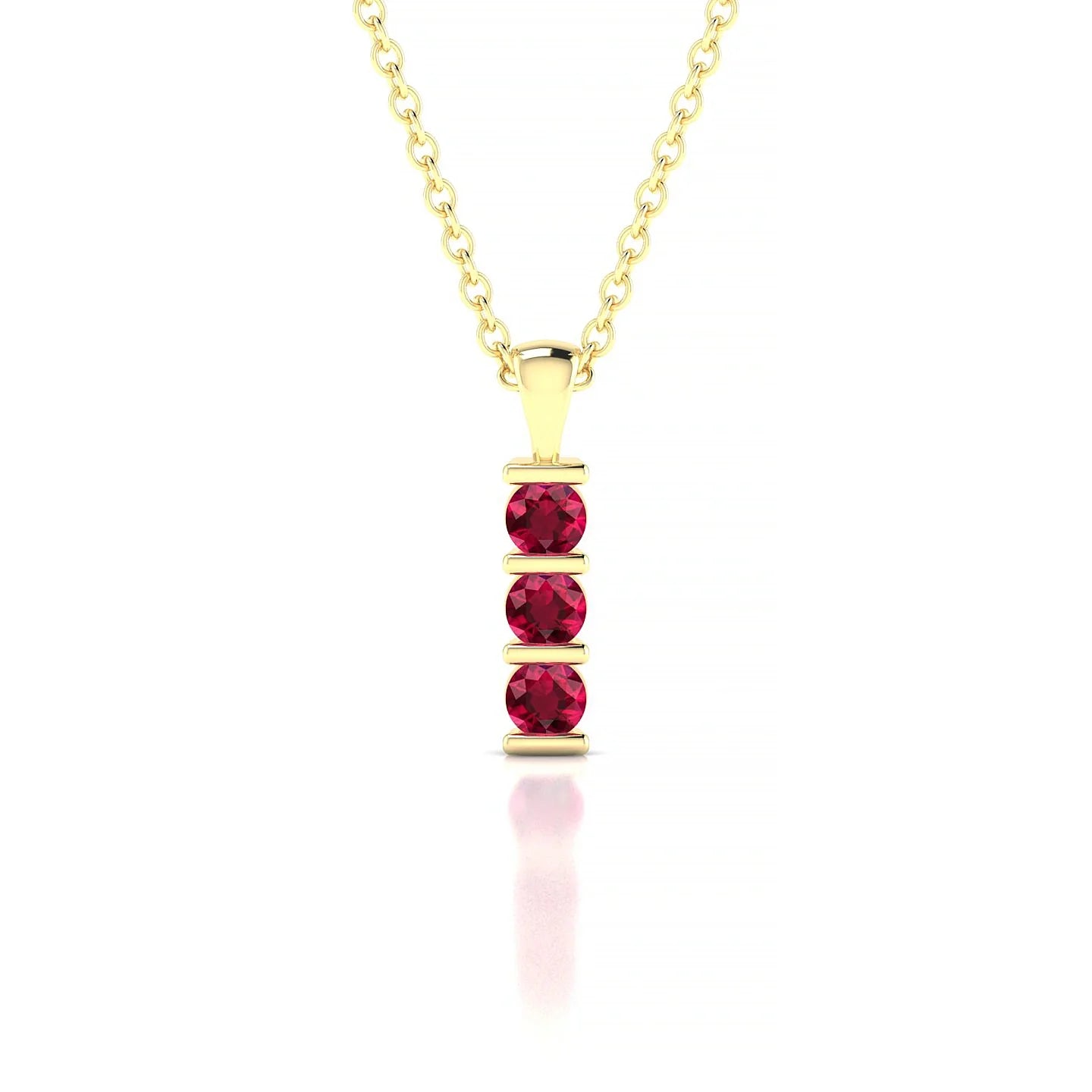 Fall | 18k Yellow Gold 2.5 mm Round Ruby Pendant