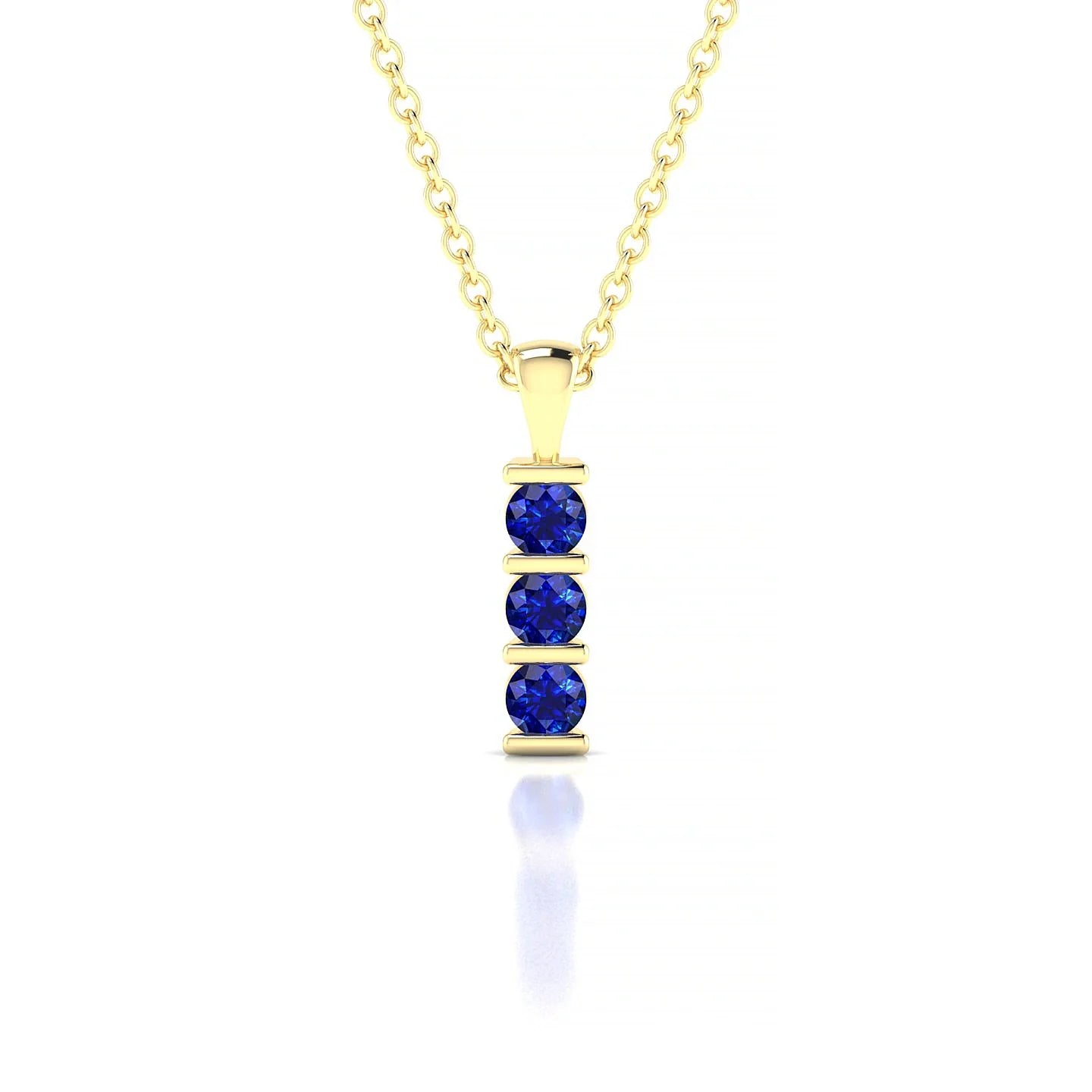 Fall | 18k Yellow Gold 2.5 mm Round Sapphire Pendant