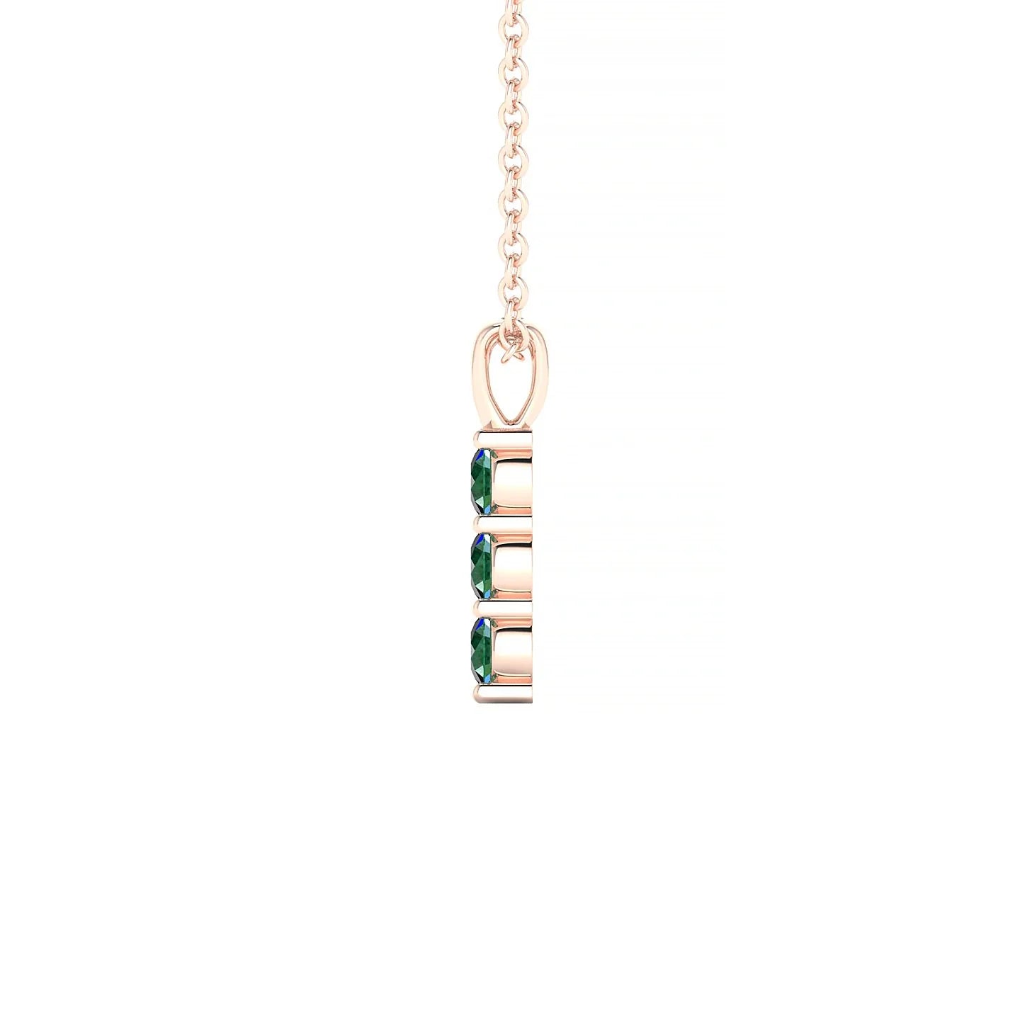 Fall | 18k Rose Gold 2.5 mm Round Emerald Pendant