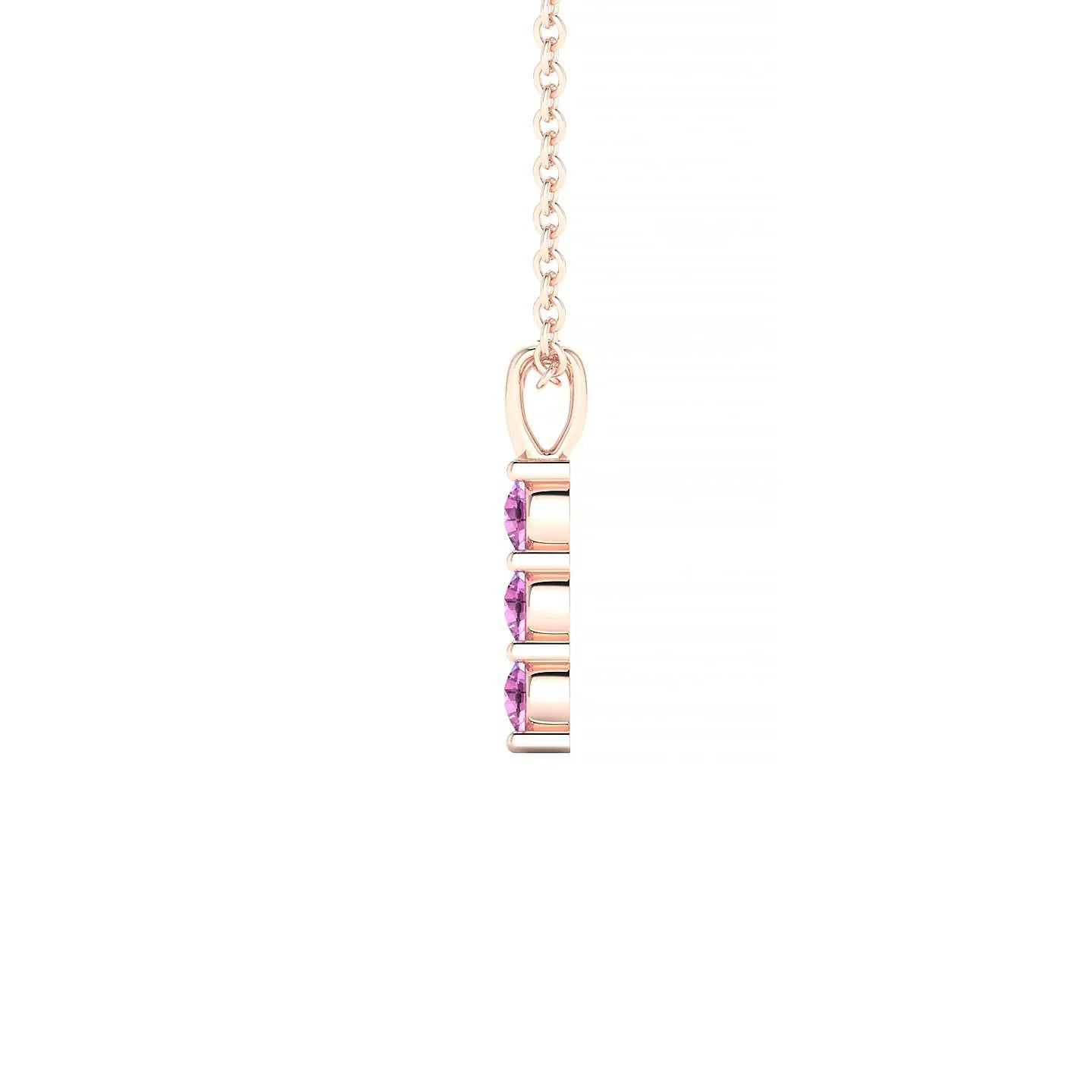 Fall | 18k Rose Gold 2.5 mm Round Pink Sapphire Pendant