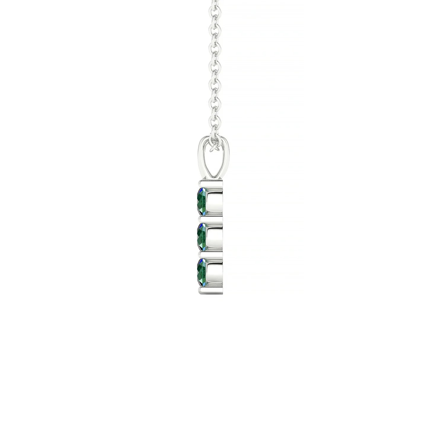 Fall | 18k White Gold 2.5 mm Round Emerald Pendant