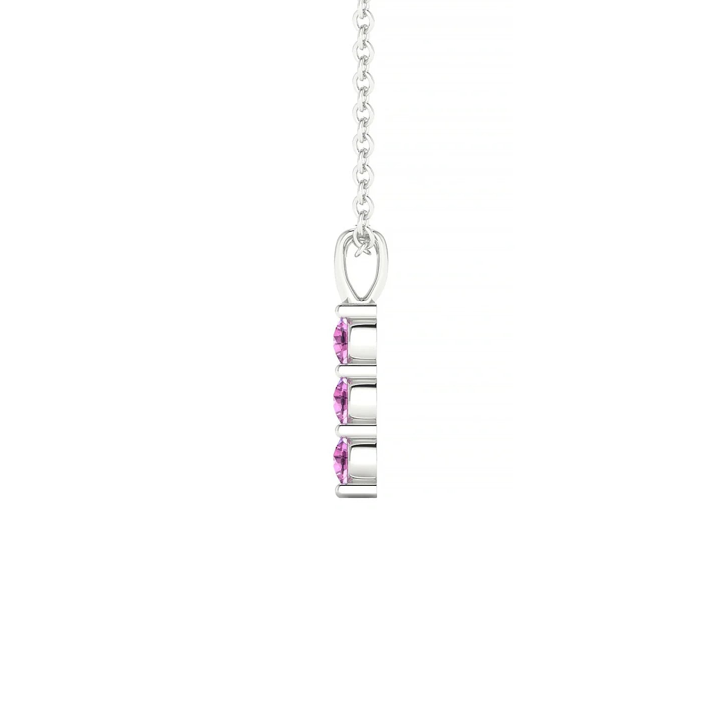 Fall | 18k White Gold 2.5 mm Round Pink Sapphire Pendant
