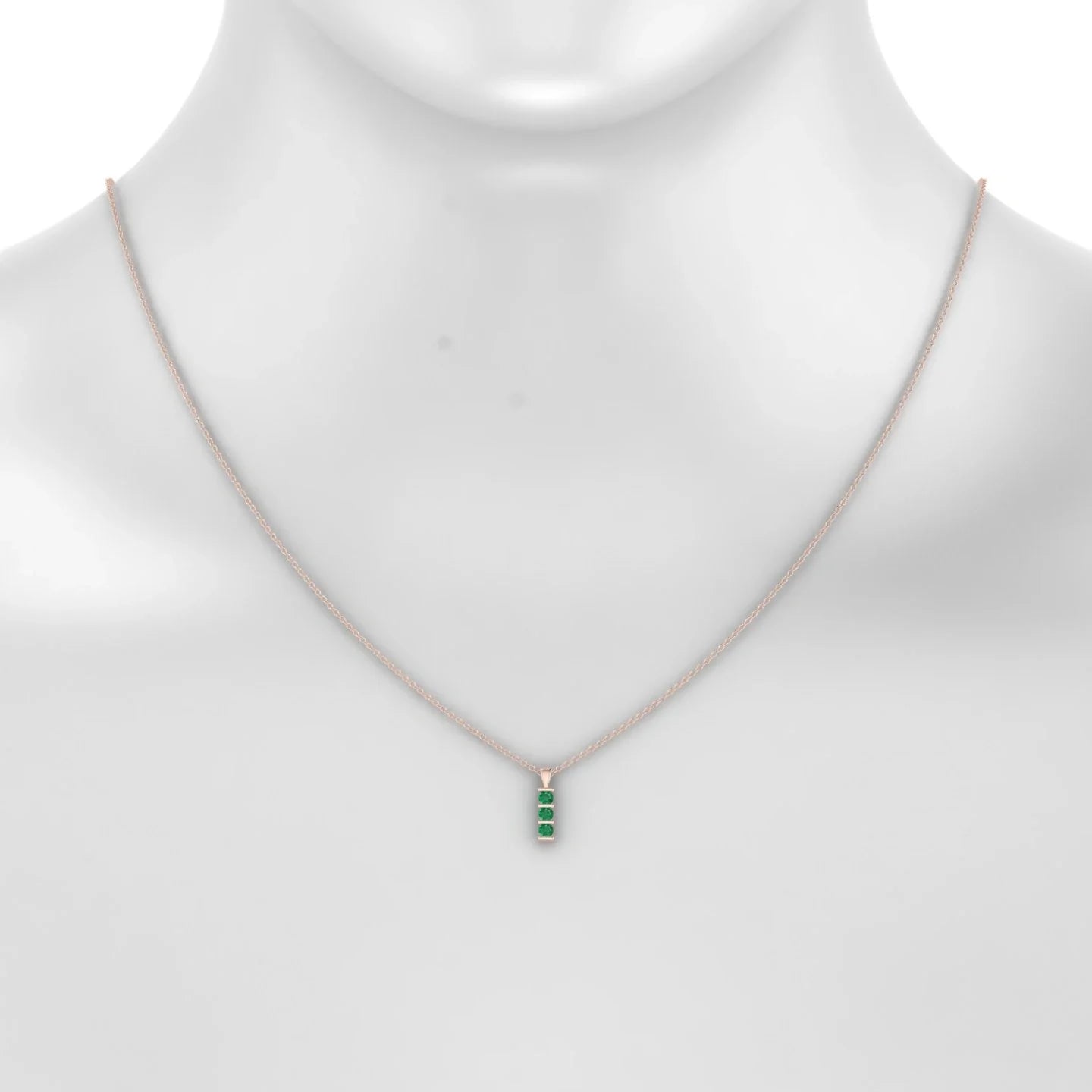 Fall | 18k Rose Gold 2.5 mm Round Emerald Pendant