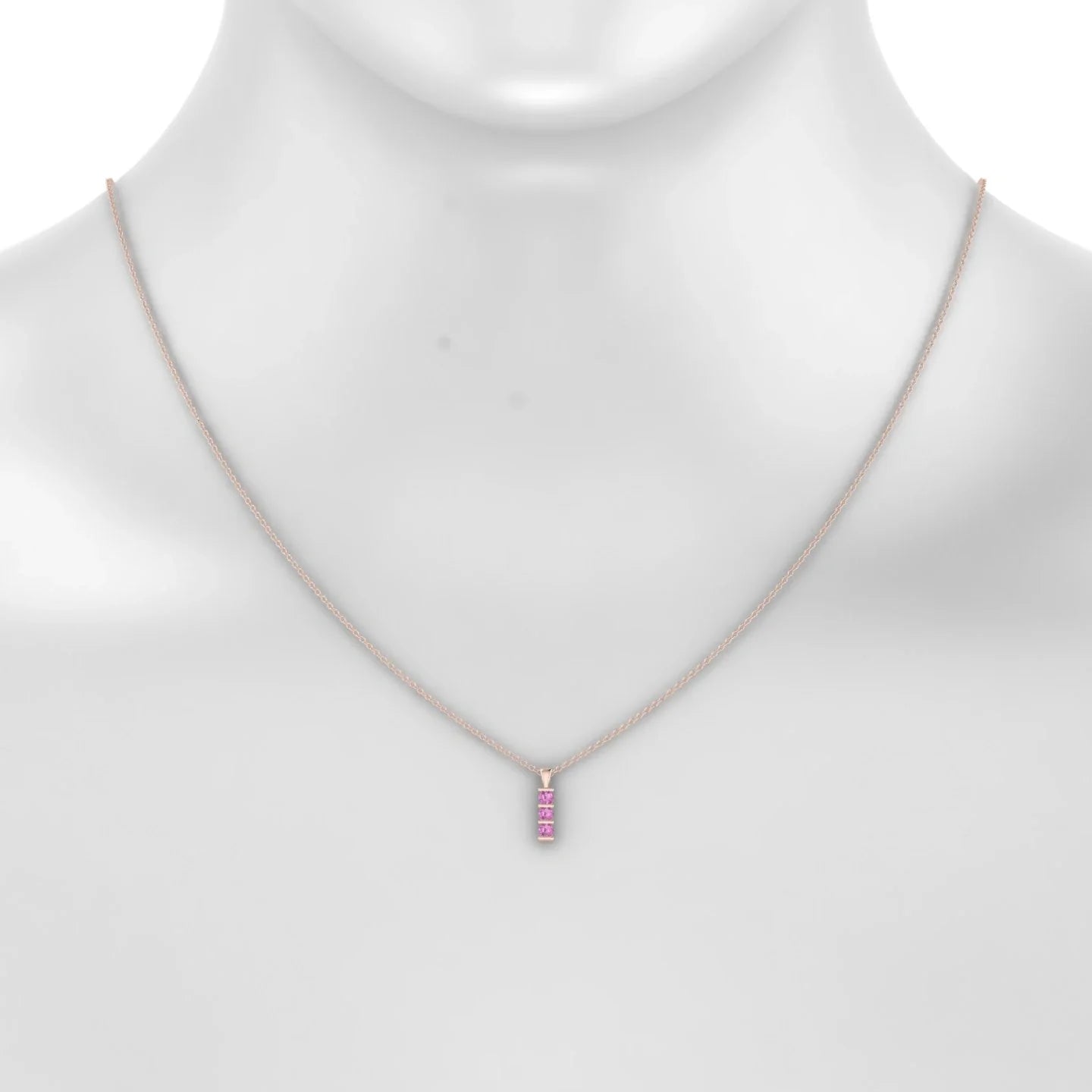 Fall | 18k Rose Gold 2.5 mm Round Pink Sapphire Pendant