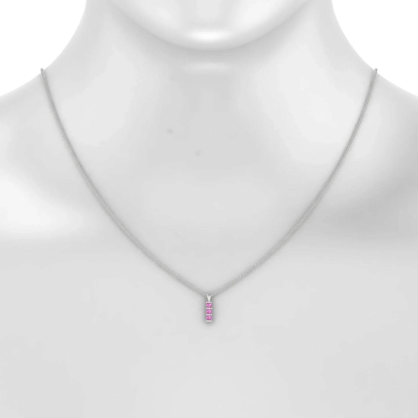 Fall | 18k White Gold 2.5 mm Round Pink Sapphire Pendant