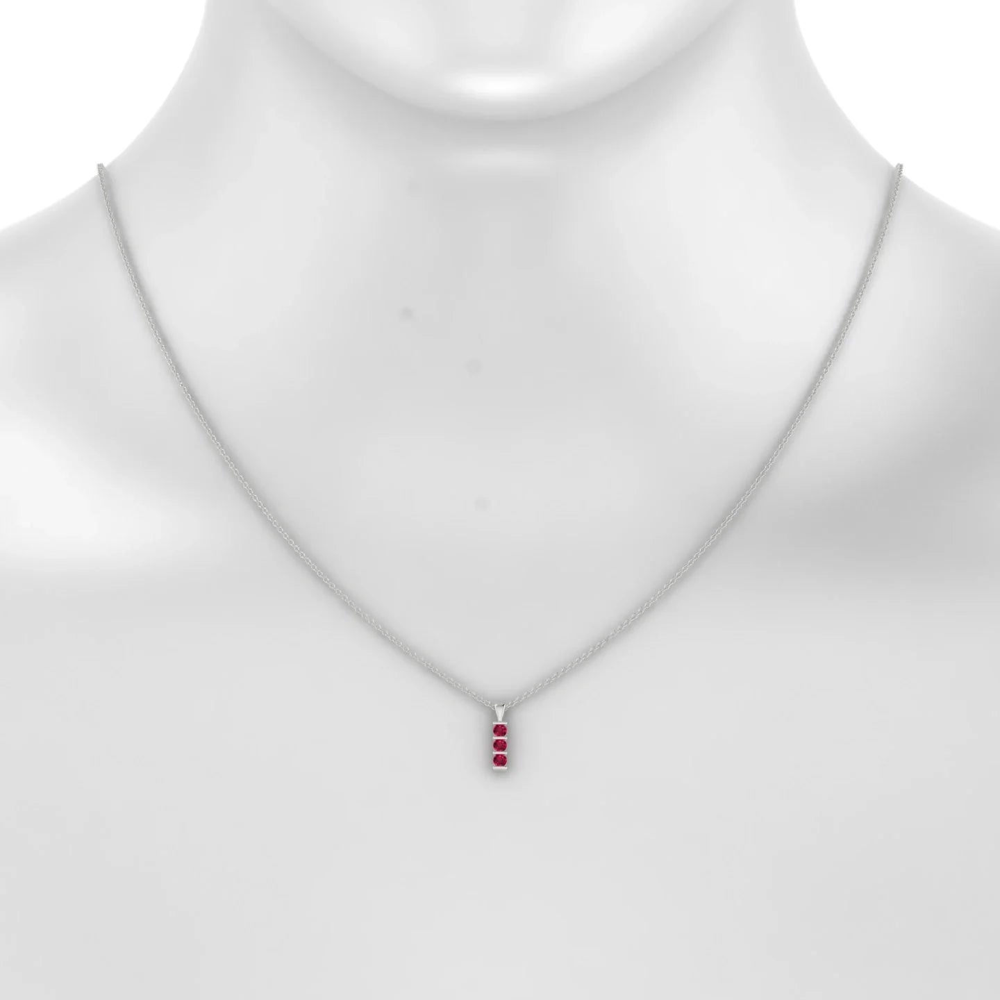 Fall | 18k White Gold 2.5 mm Round Ruby Pendant