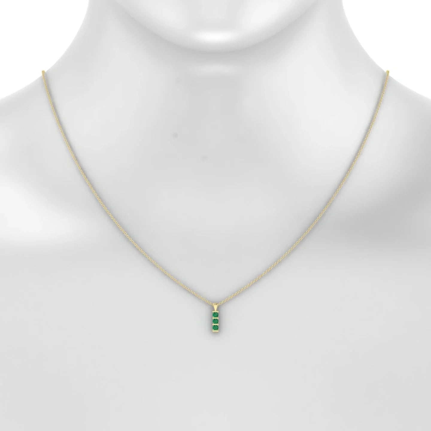 Fall | 18k Yellow Gold 2.5 mm Round Emerald Pendant