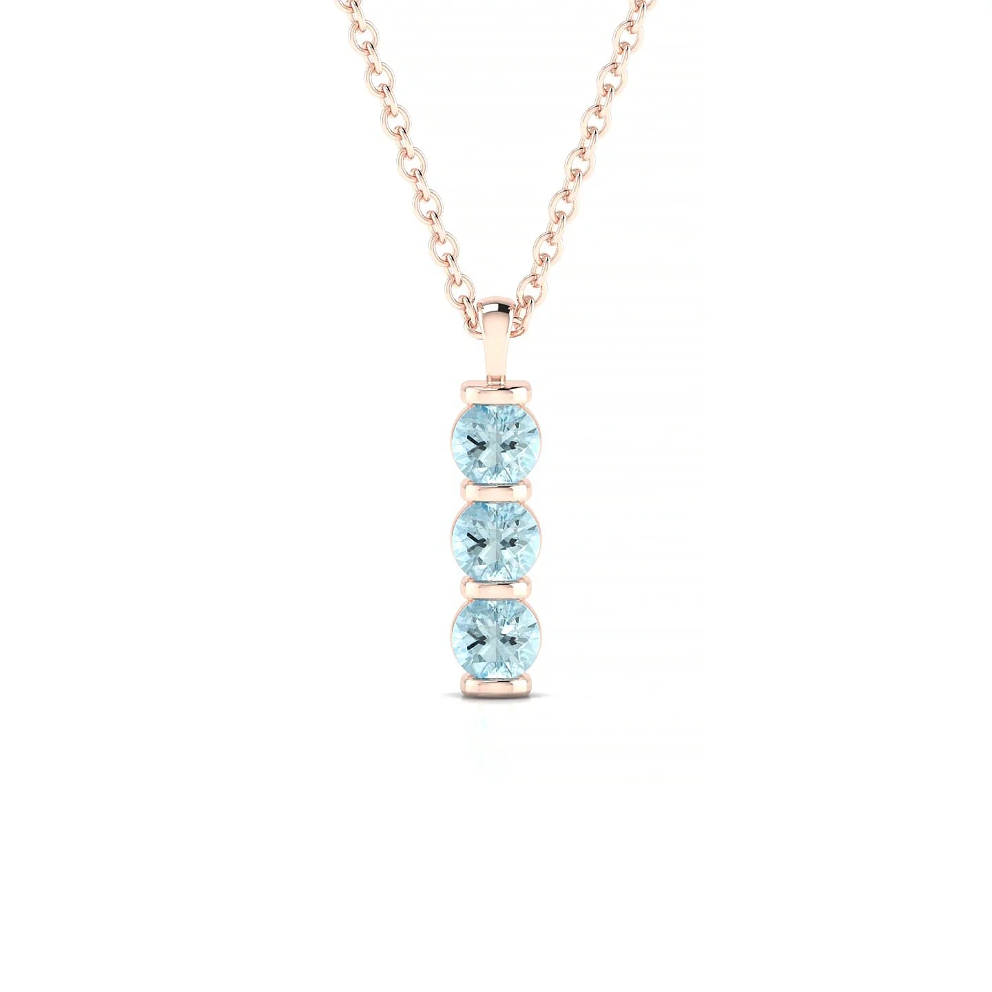 Fall | 18k Rose Gold 3 mm Round Aquamarine Pendant