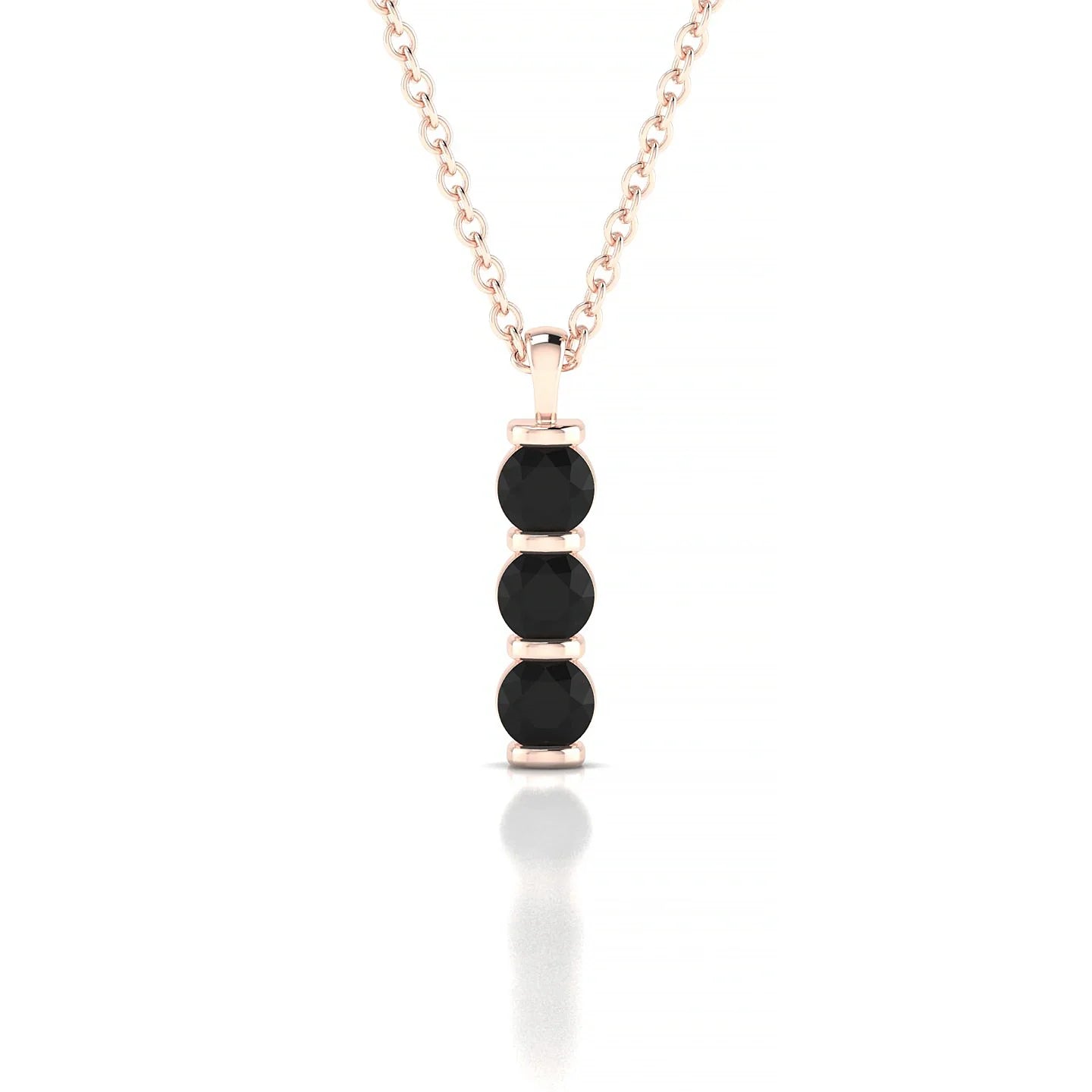 Fall | 18k Rose Gold 3 mm Round Black Diamond Pendant
