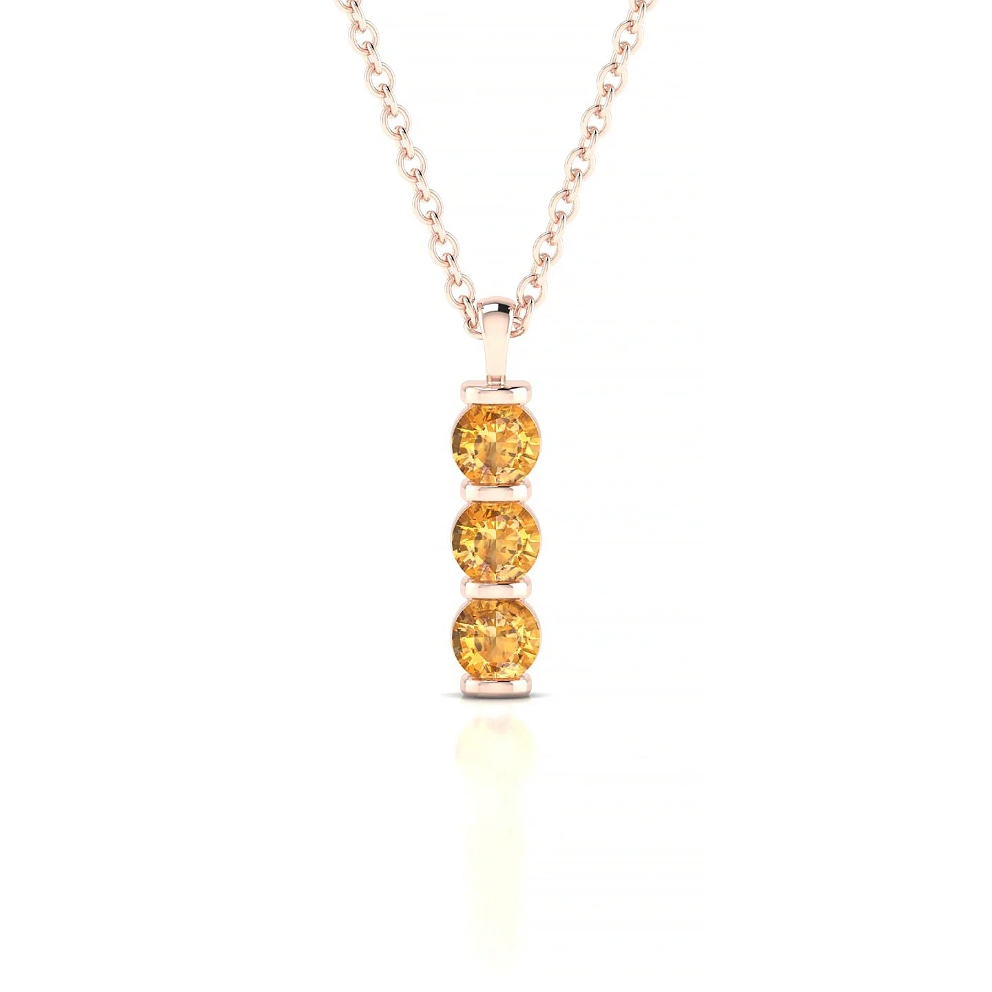 Fall | 18k Rose Gold 3 mm Round Citrine Pendant