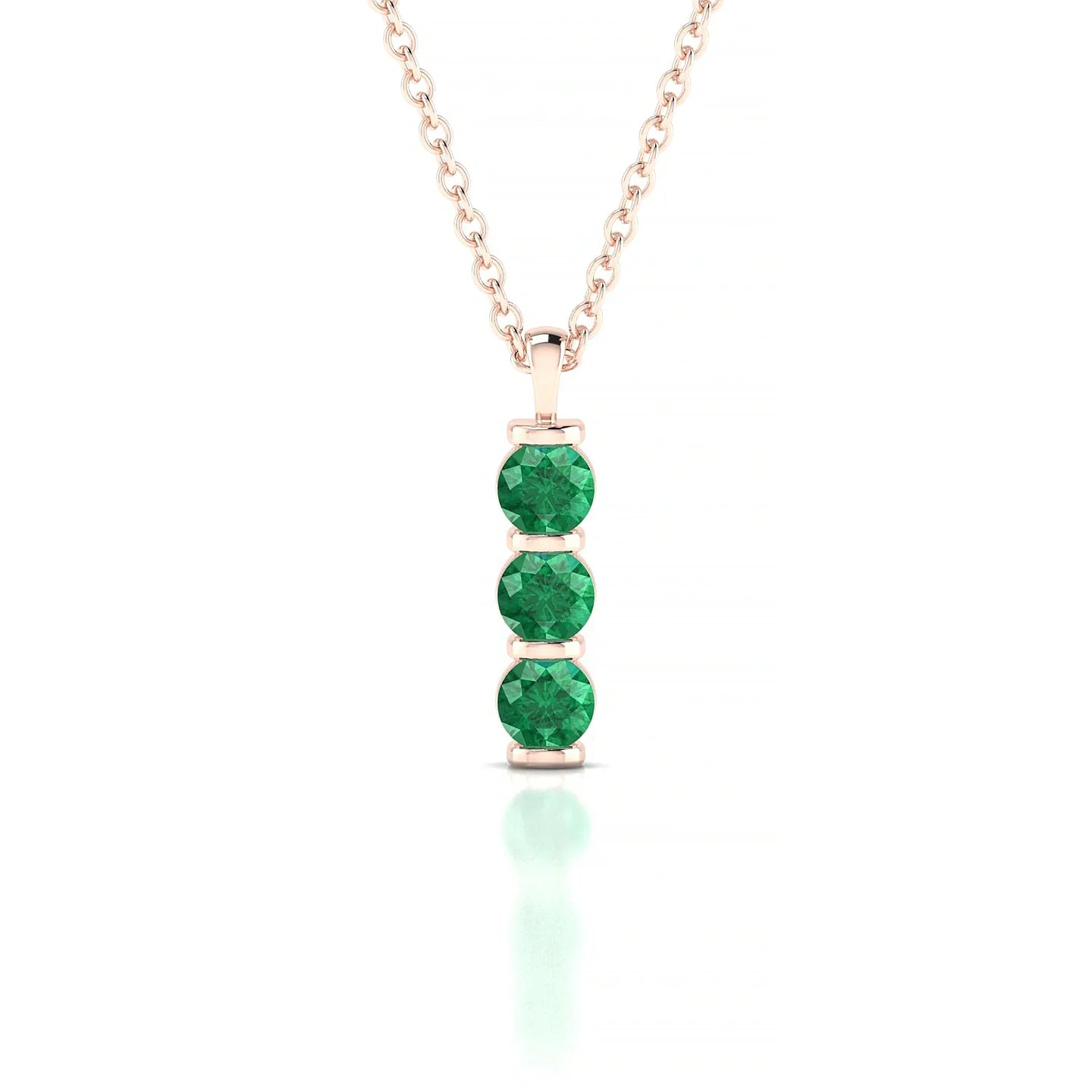 Fall | 18k Rose Gold 3 mm Round Emerald Pendant